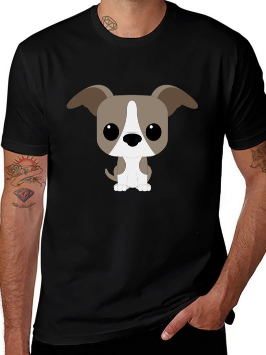 Cartoon Dog Graphic Tee - Black T-Shirt