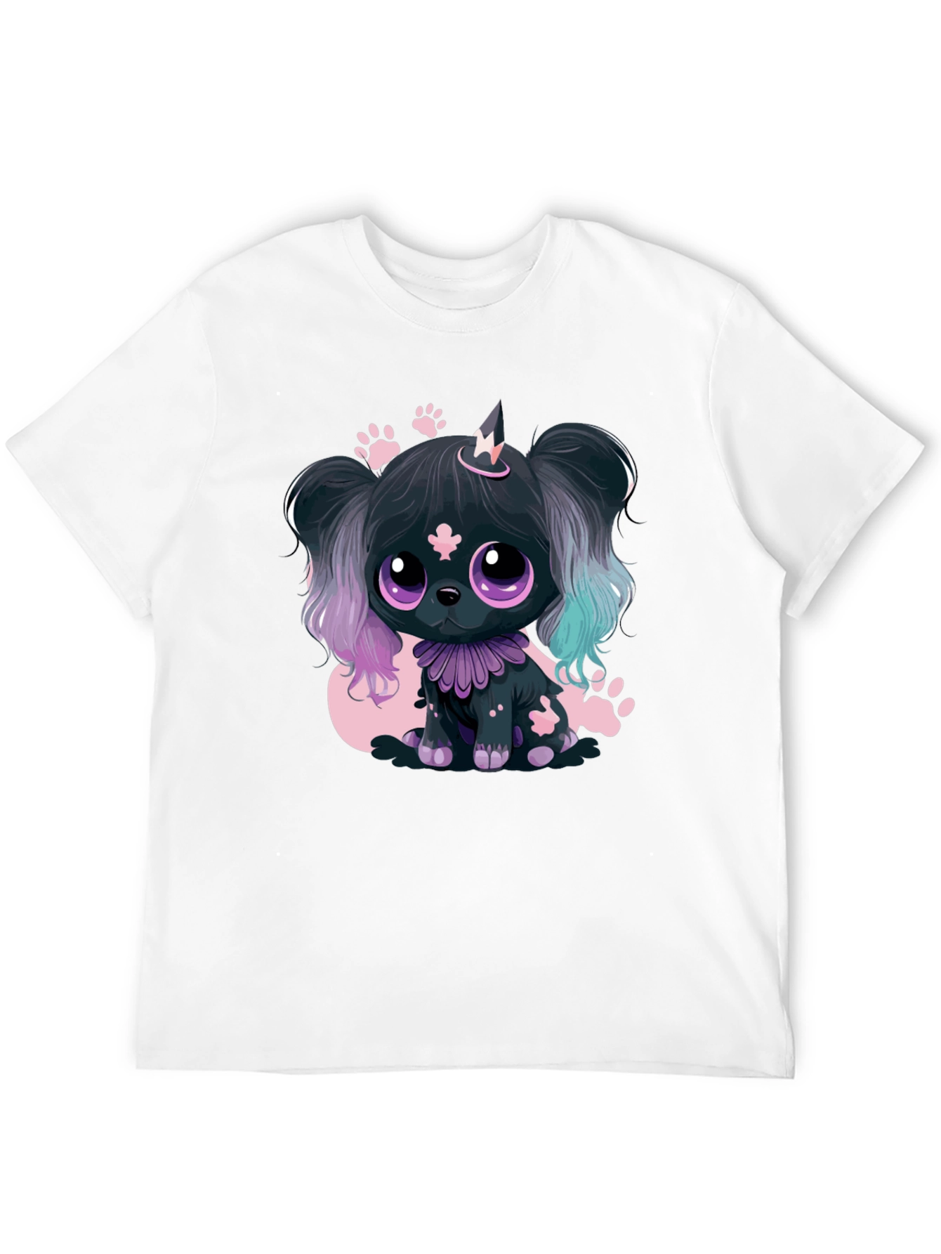 Kawaii Puppy Graphic Tee - Black