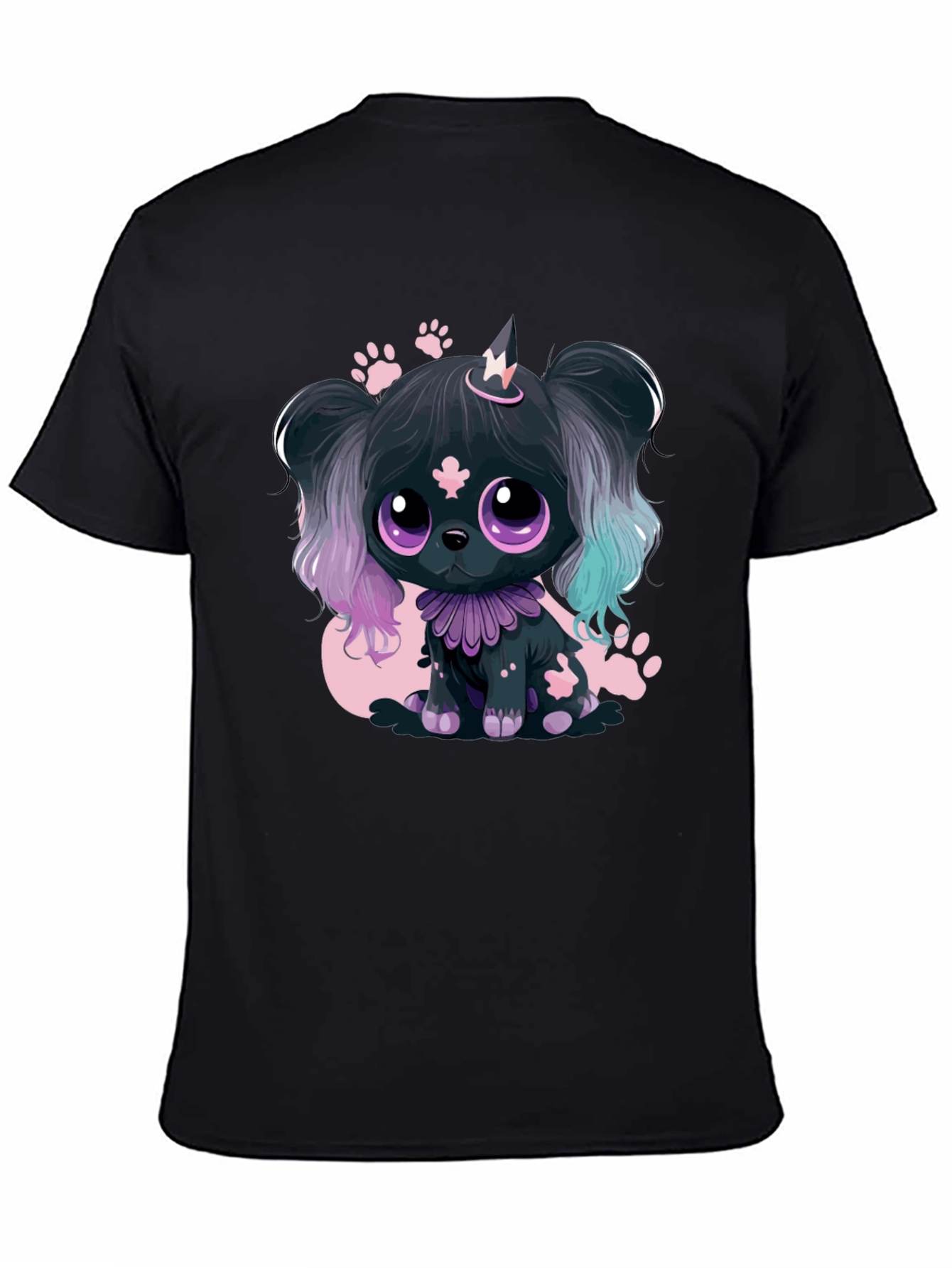 Kawaii Puppy Graphic Tee - Black