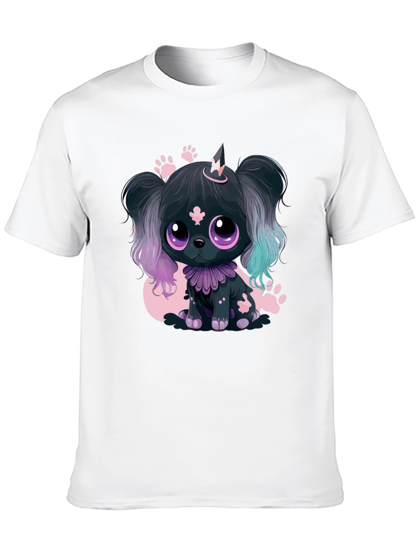 Kawaii Puppy Graphic Tee - Black