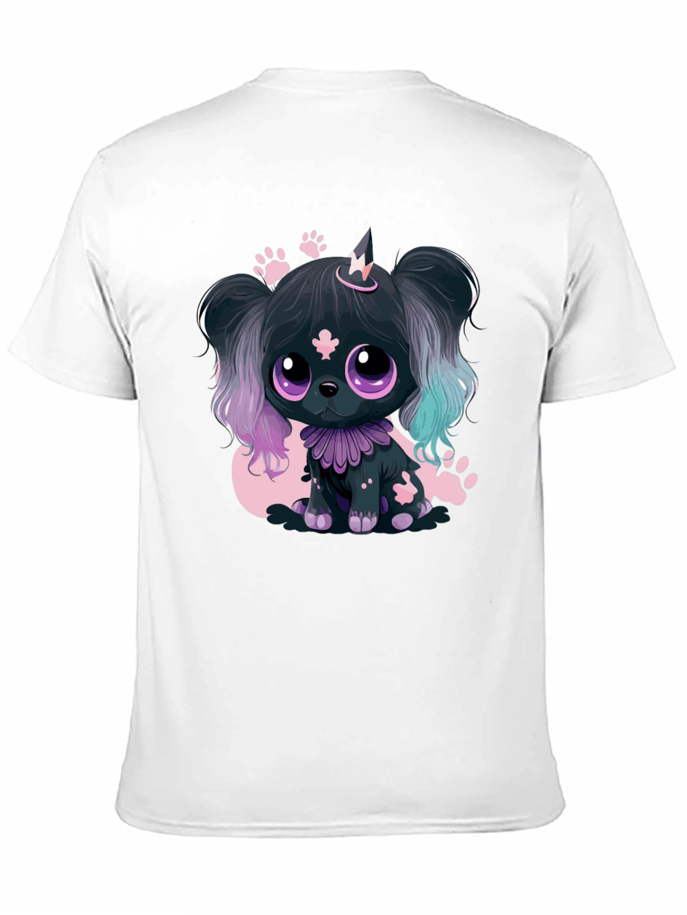Kawaii Puppy Graphic Tee - Black