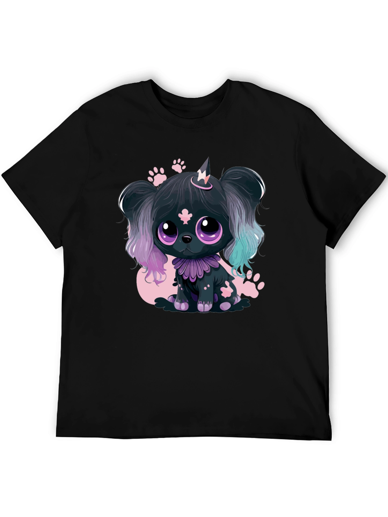 Kawaii Puppy Graphic Tee - Black