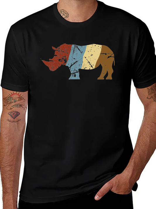 Retro Rhino Graphic Tee - Stylish Animal Lover Shirt