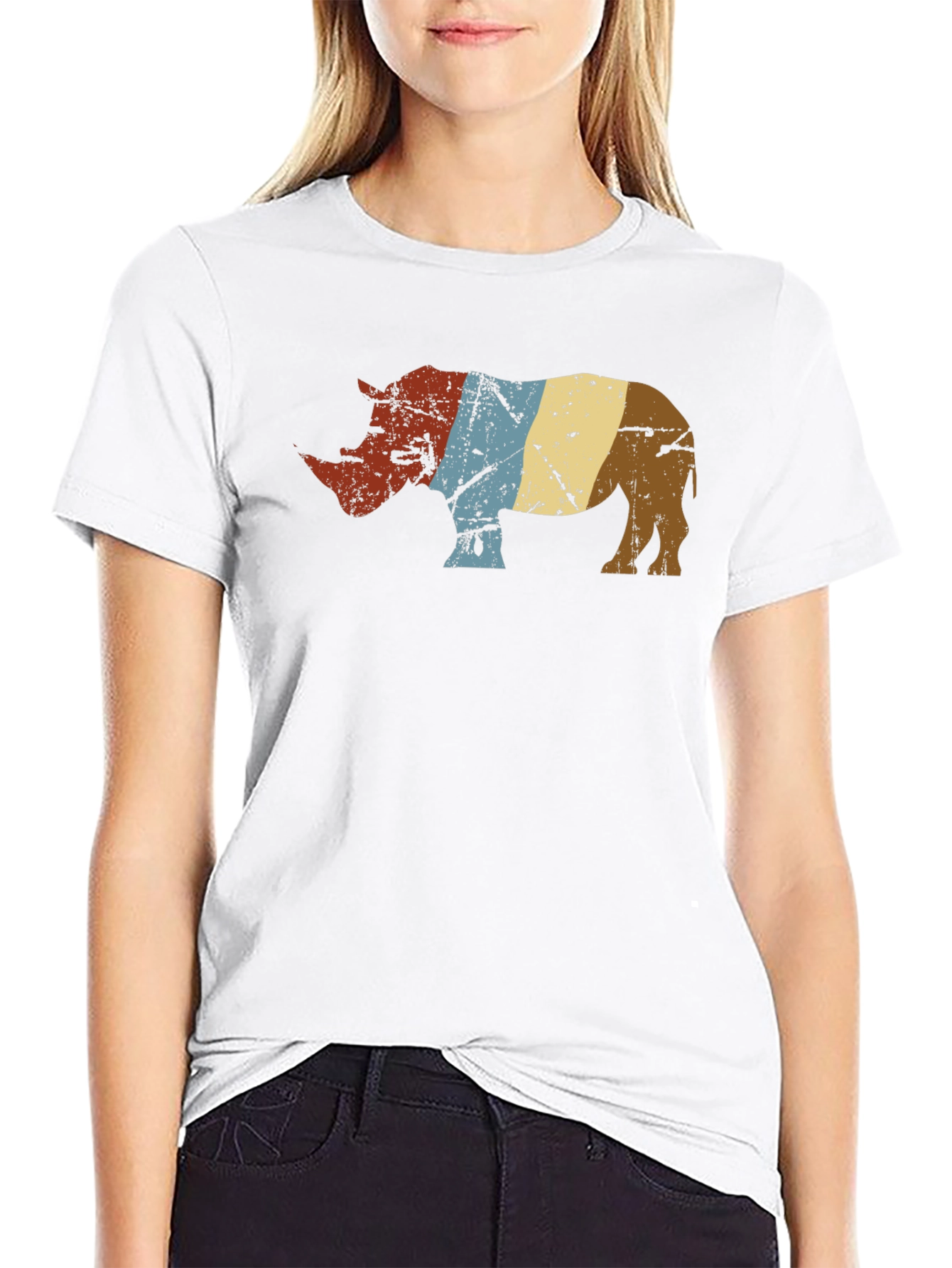Retro Rhino Graphic Tee - Stylish Animal Lover Shirt
