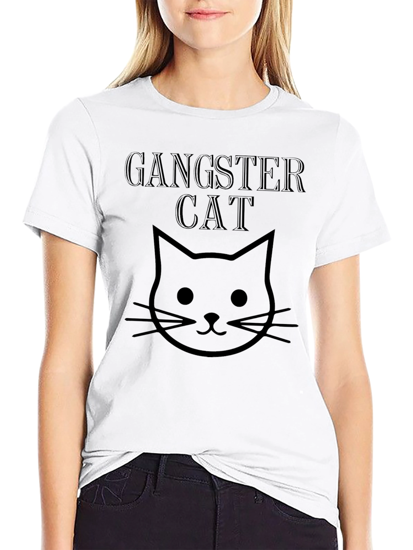 Gangster Cat Graphic T-Shirt