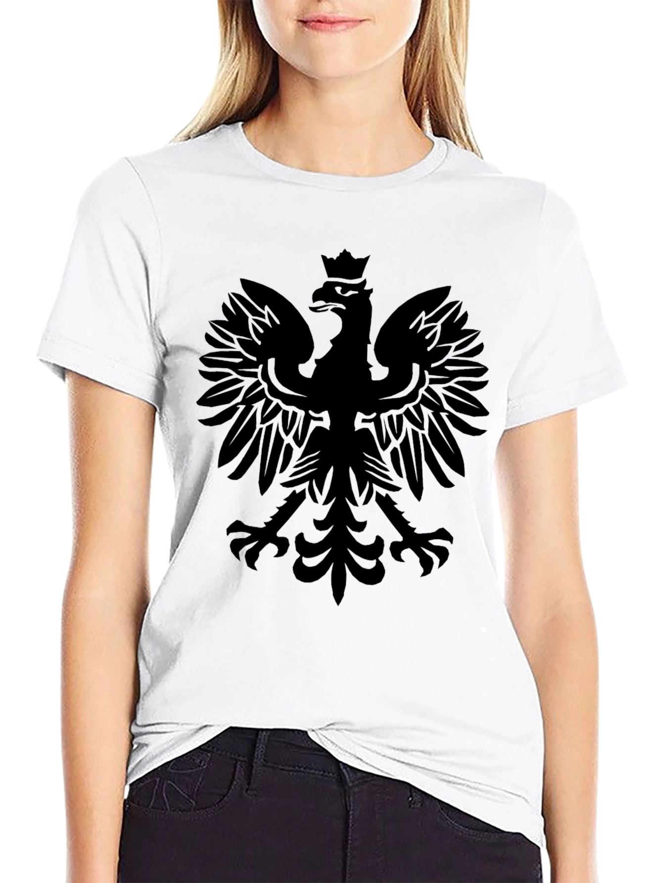 Mens Black Polish Eagle Graphic T-Shirt