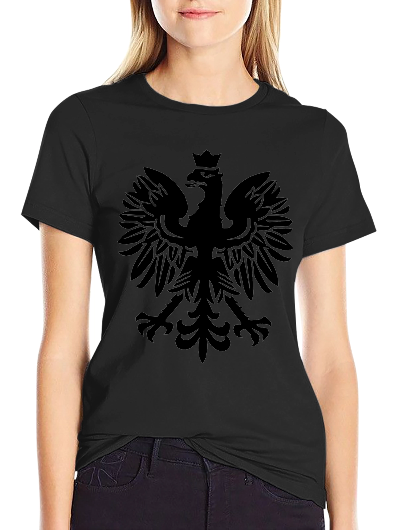 Mens Black Polish Eagle Graphic T-Shirt