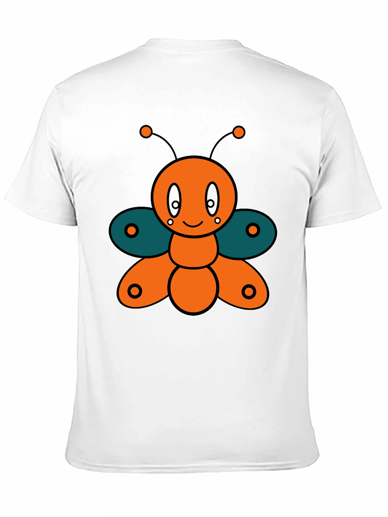 Cute Cartoon Butterfly Graphic Tee - Black