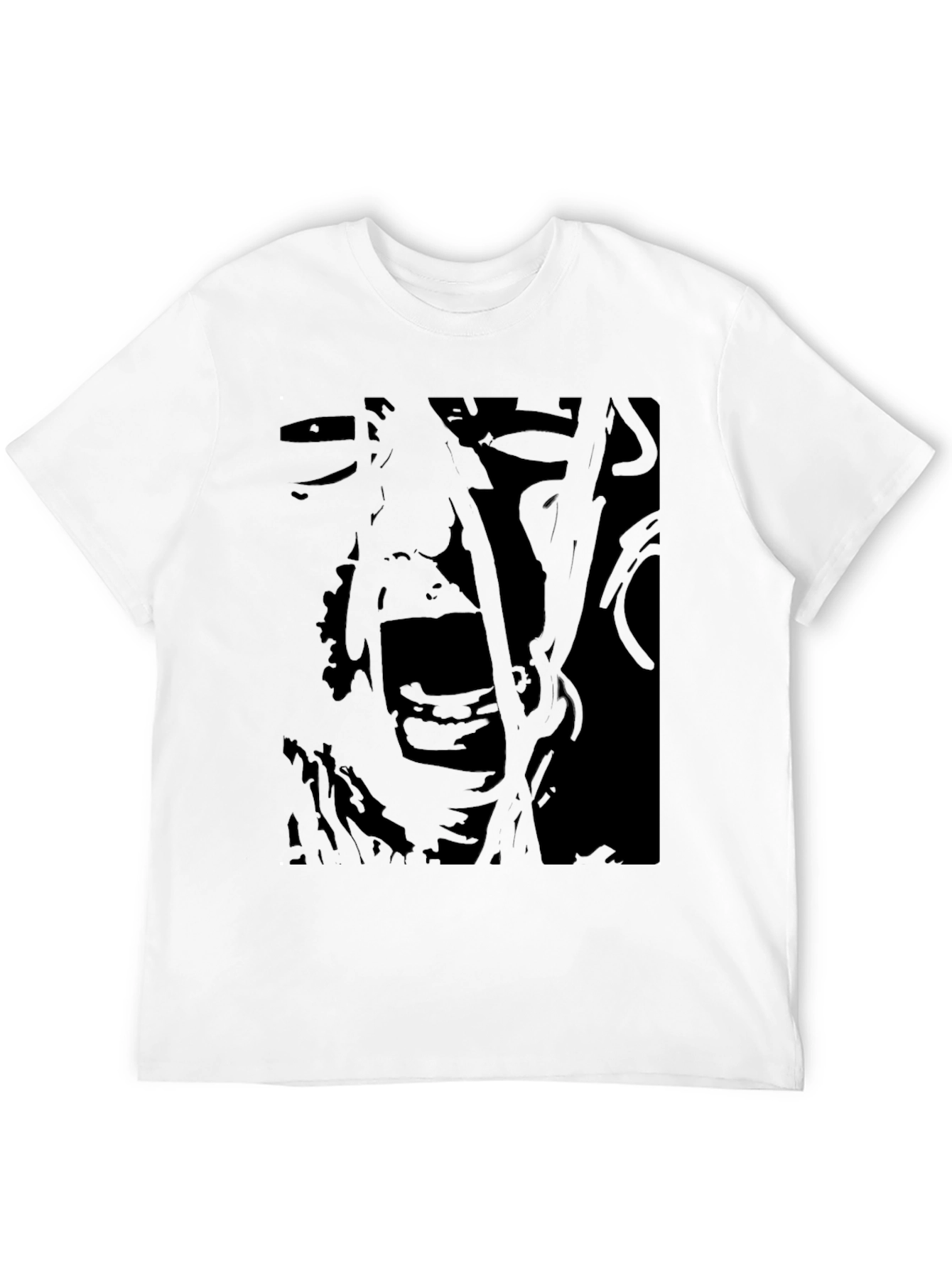 Abstract Scream Graphic Black T-Shirt