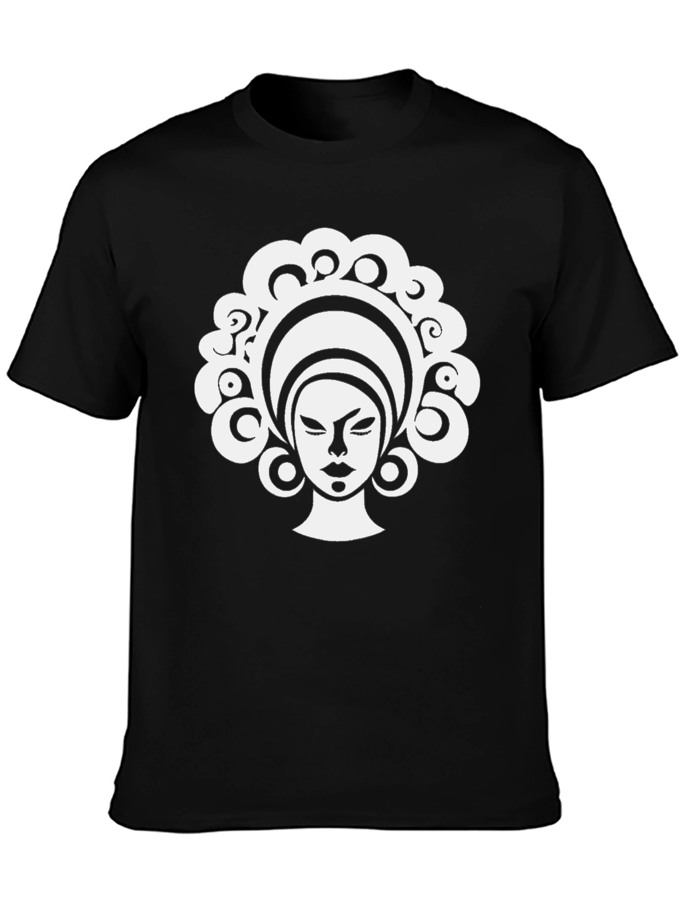 Black T-Shirt with Afro Woman Graphic