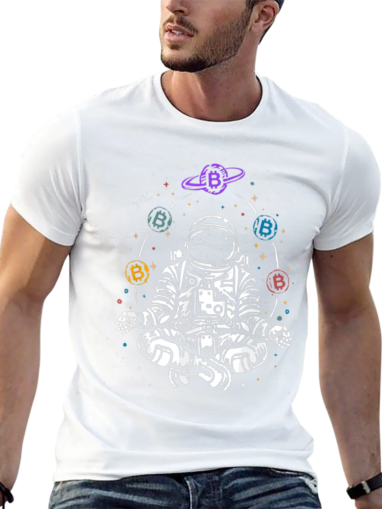 Bitcoin Astronaut T-Shirt - Meditating in Space