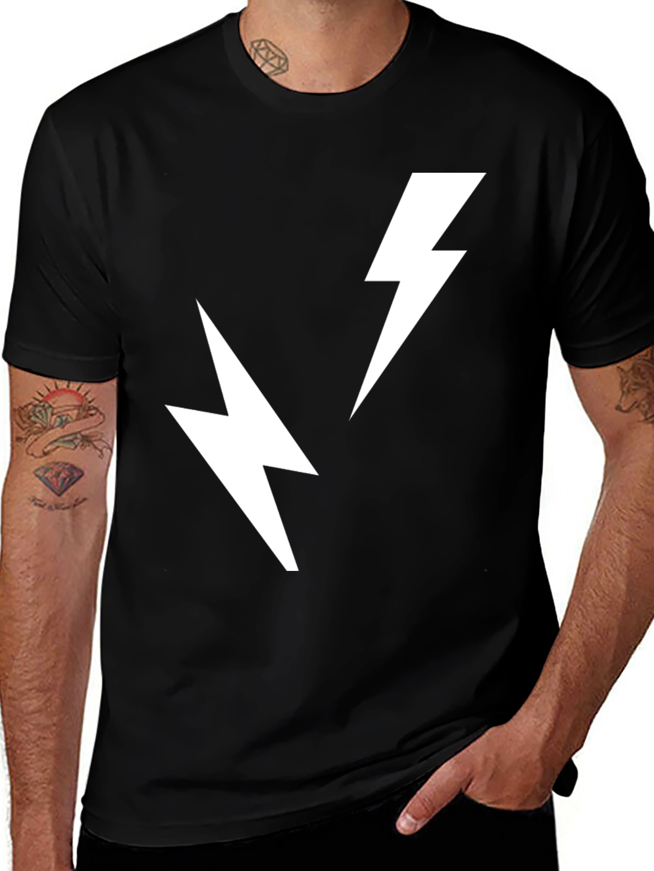 Electric Bolt Tee - Black Cotton T-Shirt