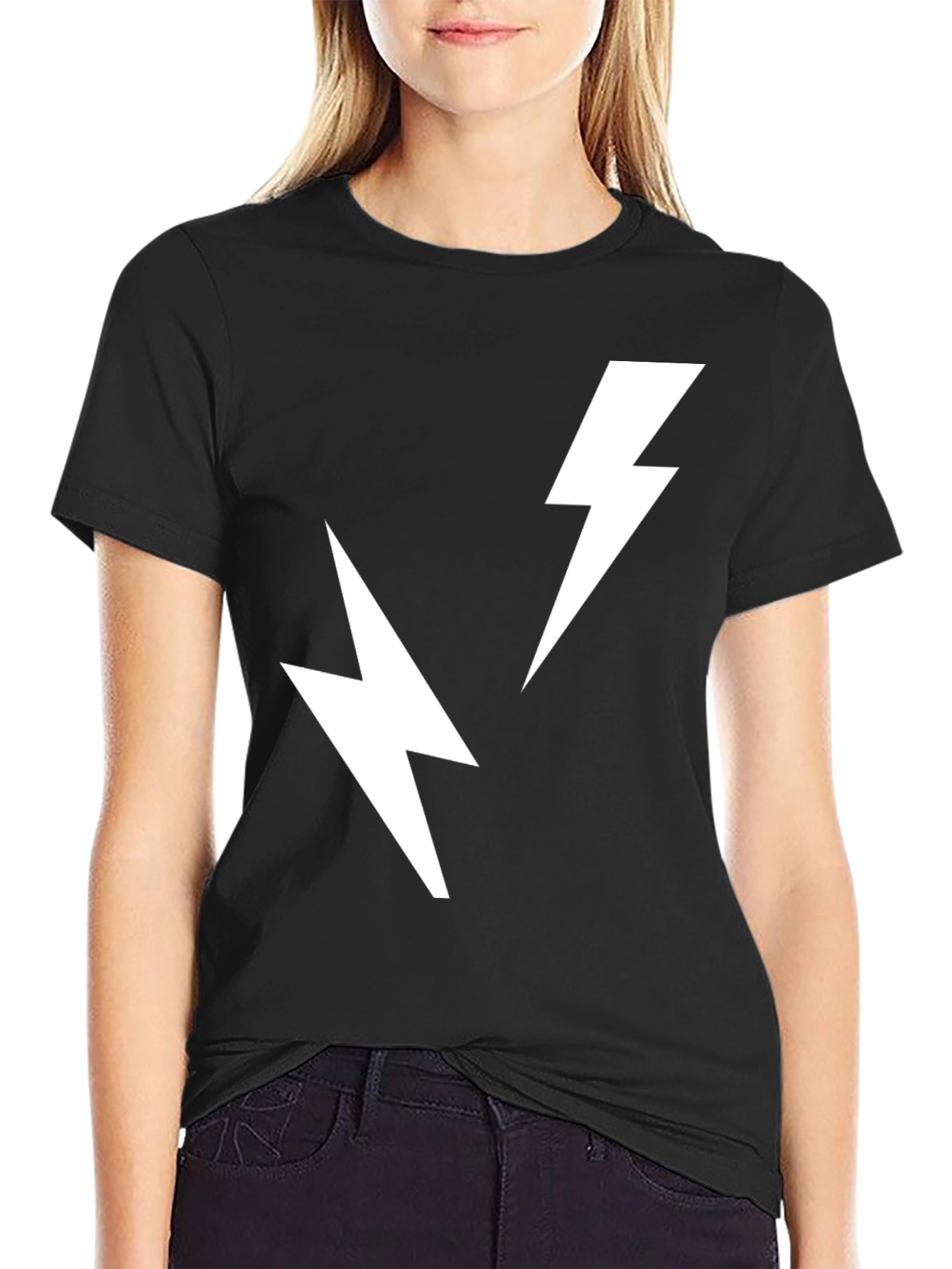 Electric Bolt Tee - Black Cotton T-Shirt