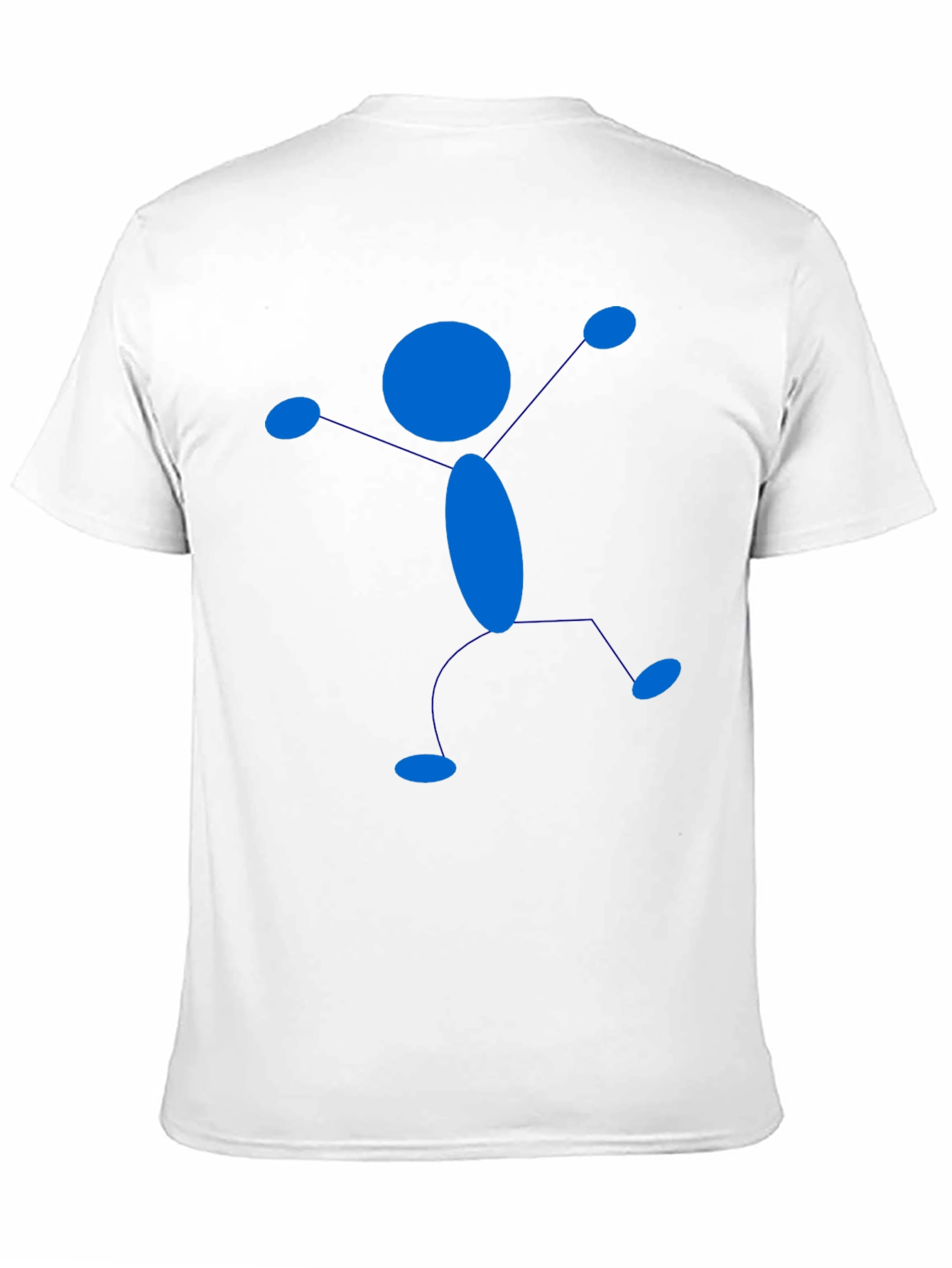 Blue Stick Figure Graphic Black T-Shirt