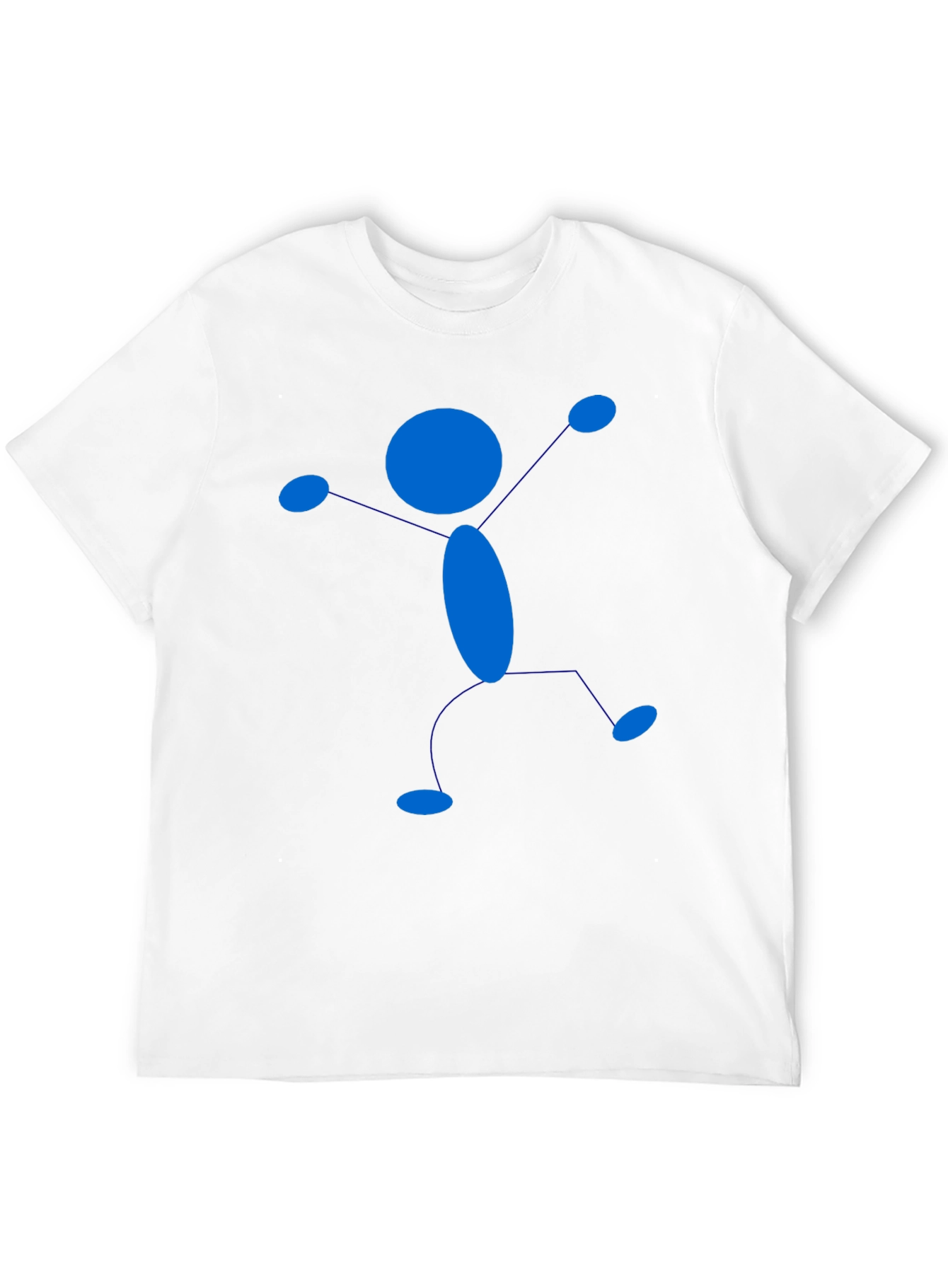Blue Stick Figure Graphic Black T-Shirt