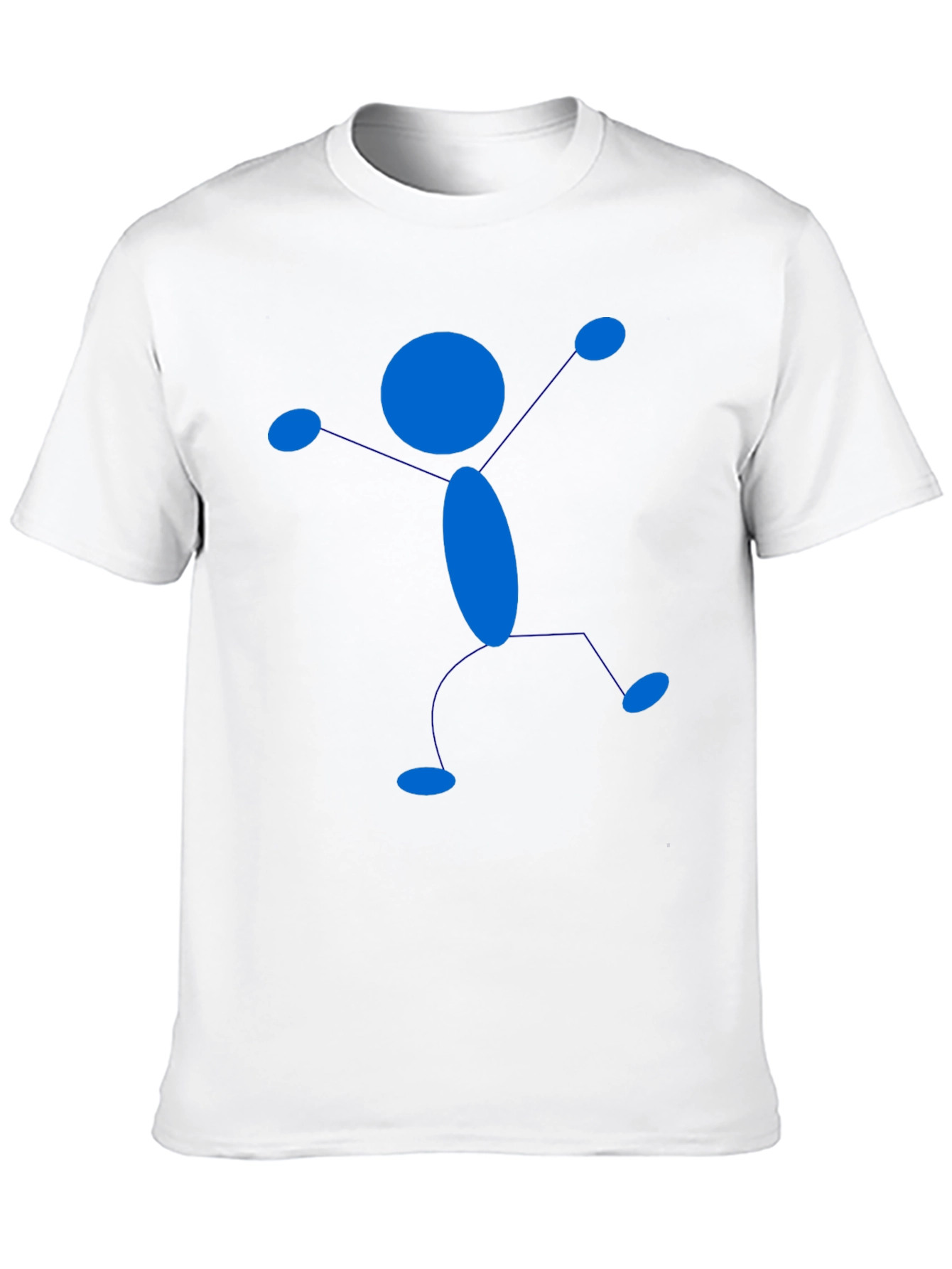Blue Stick Figure Graphic Black T-Shirt