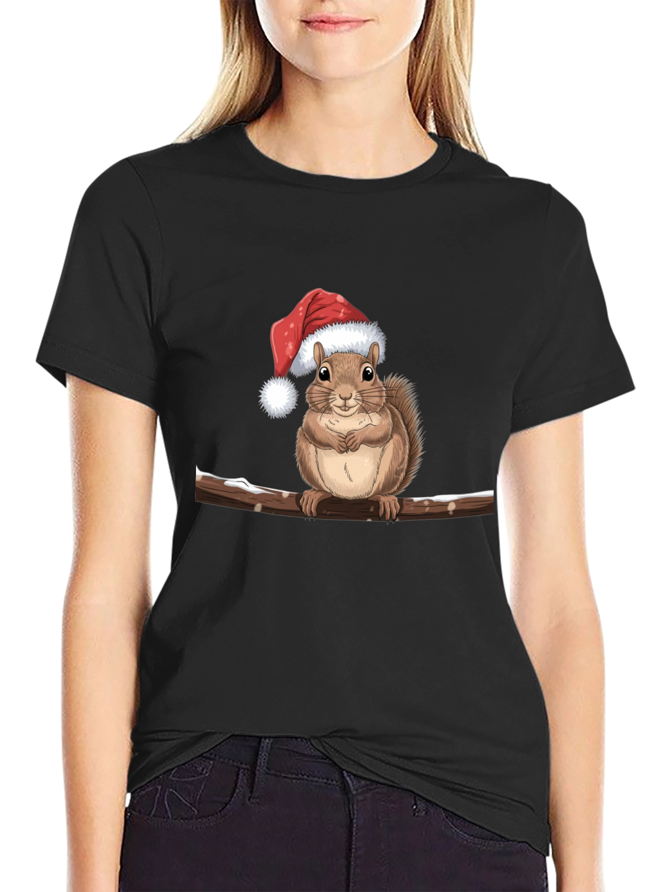 Festive Squirrel on Branch Graphic Tee