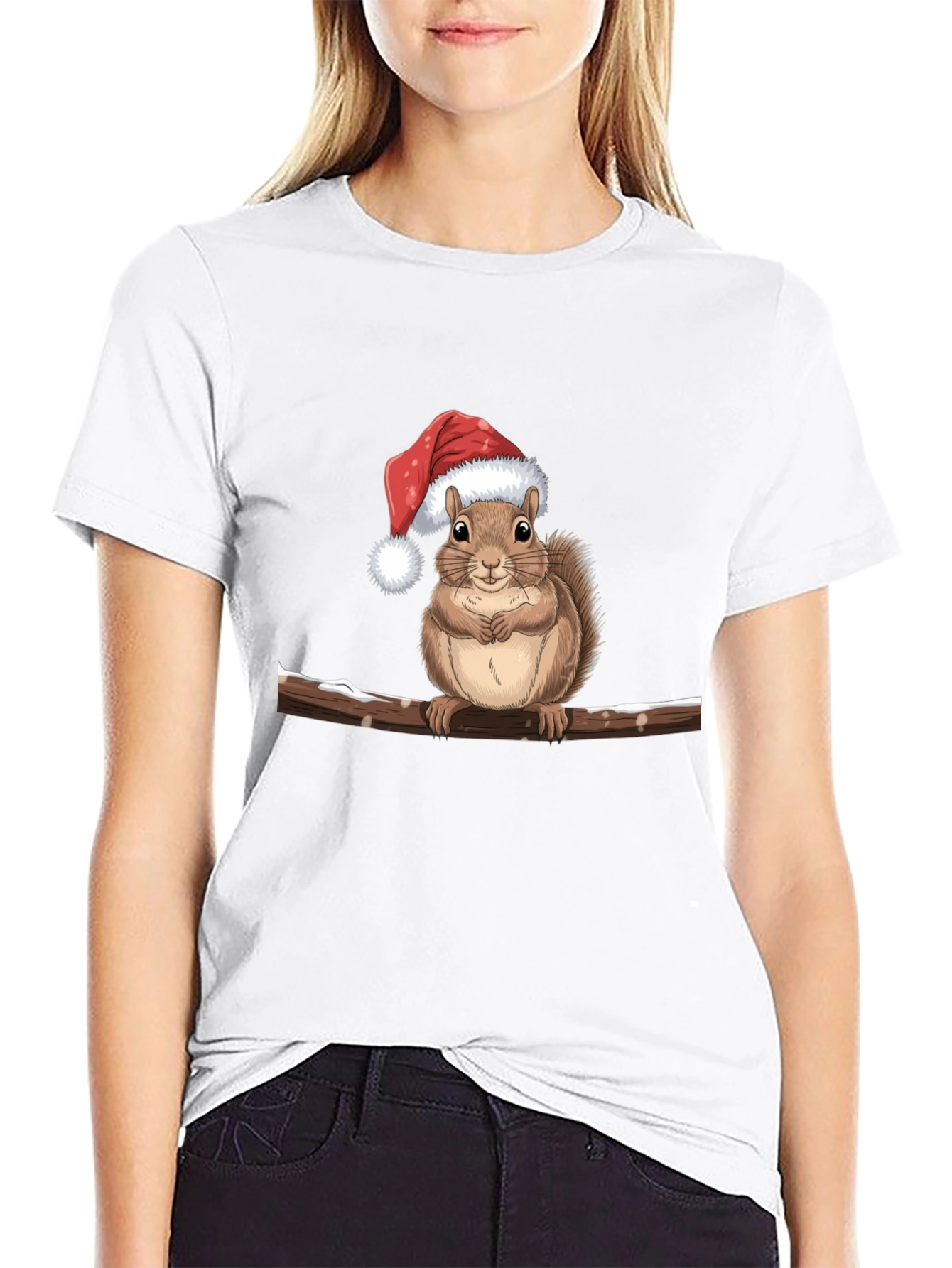 Festive Squirrel on Branch Graphic Tee
