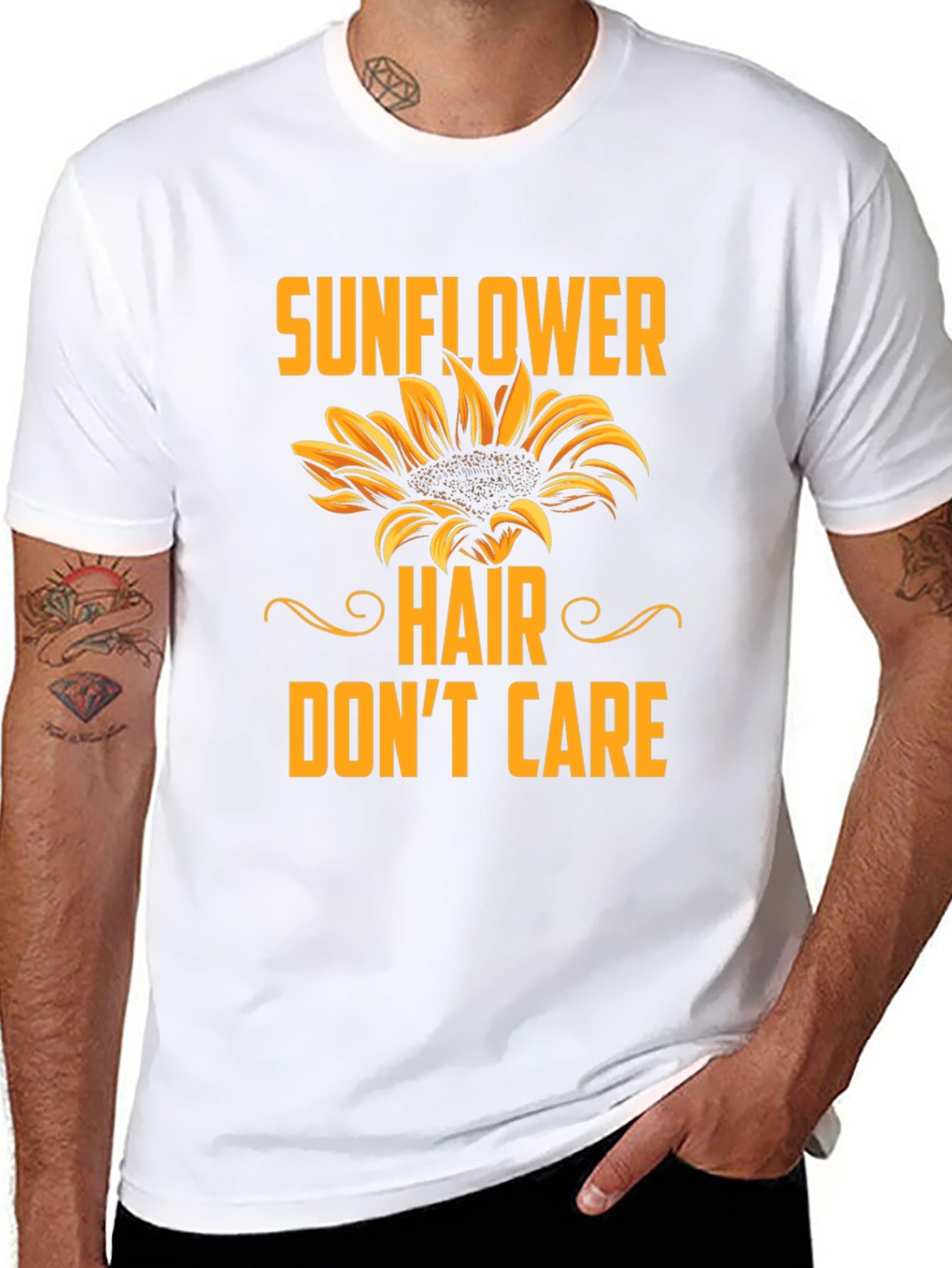 Sunflower Hair Dont Care Black T-Shirt