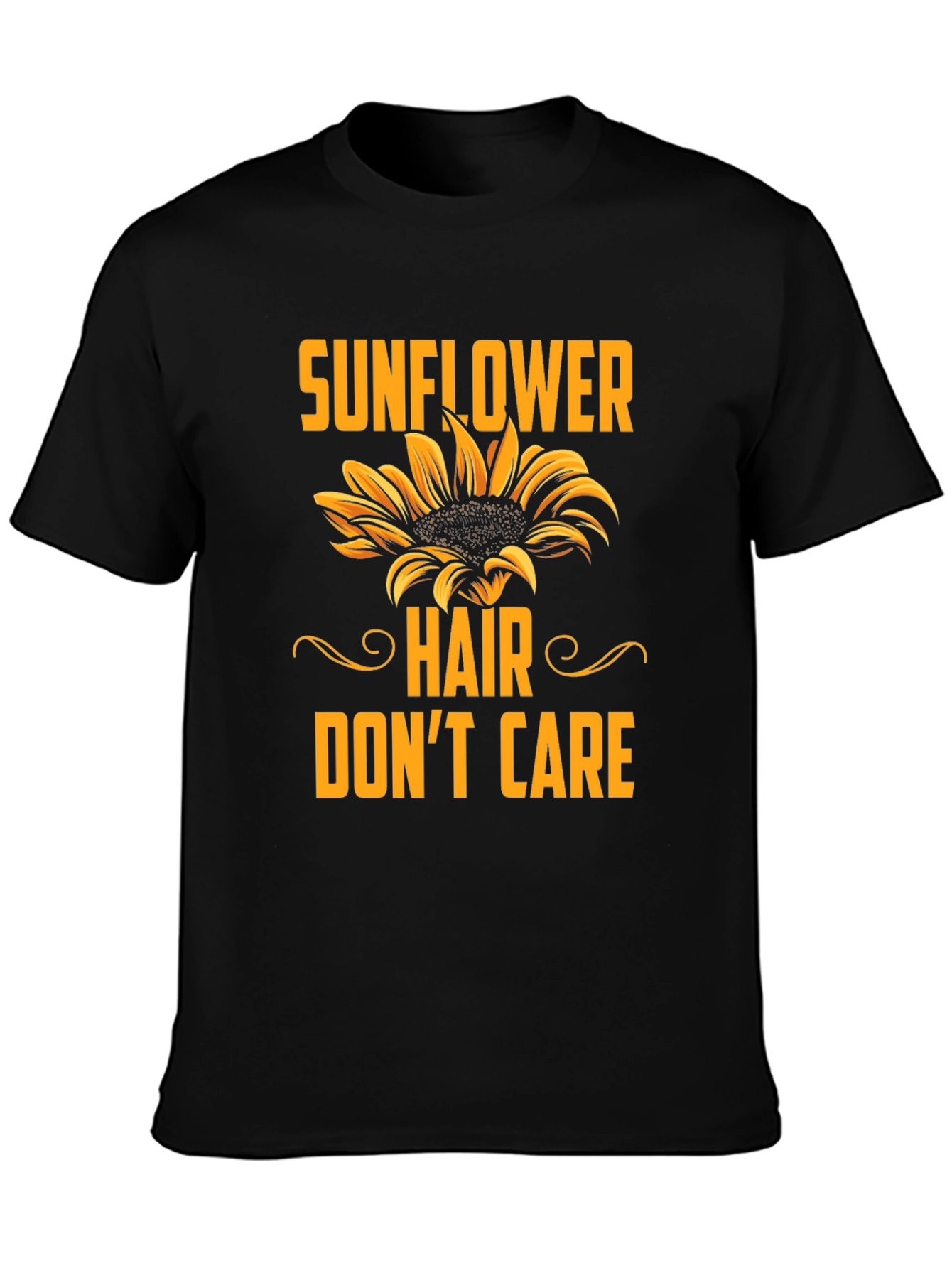 Sunflower Hair Dont Care Black T-Shirt