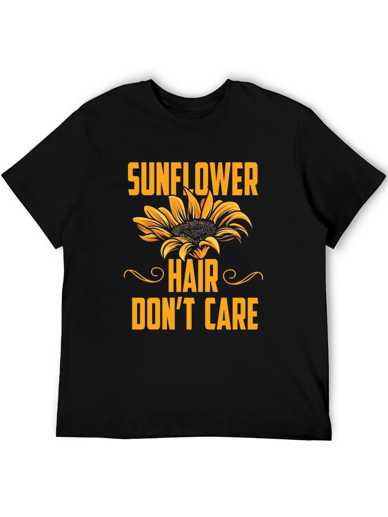 Sunflower Hair Dont Care Black T-Shirt