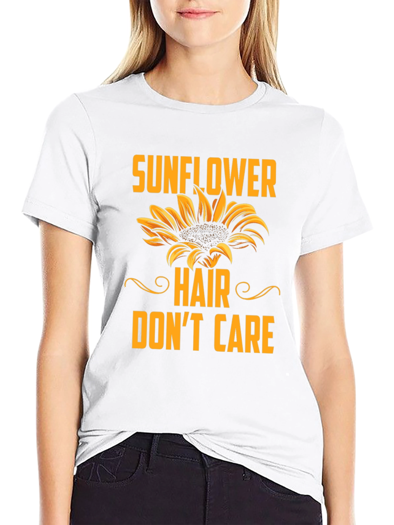 Sunflower Hair Dont Care Black T-Shirt