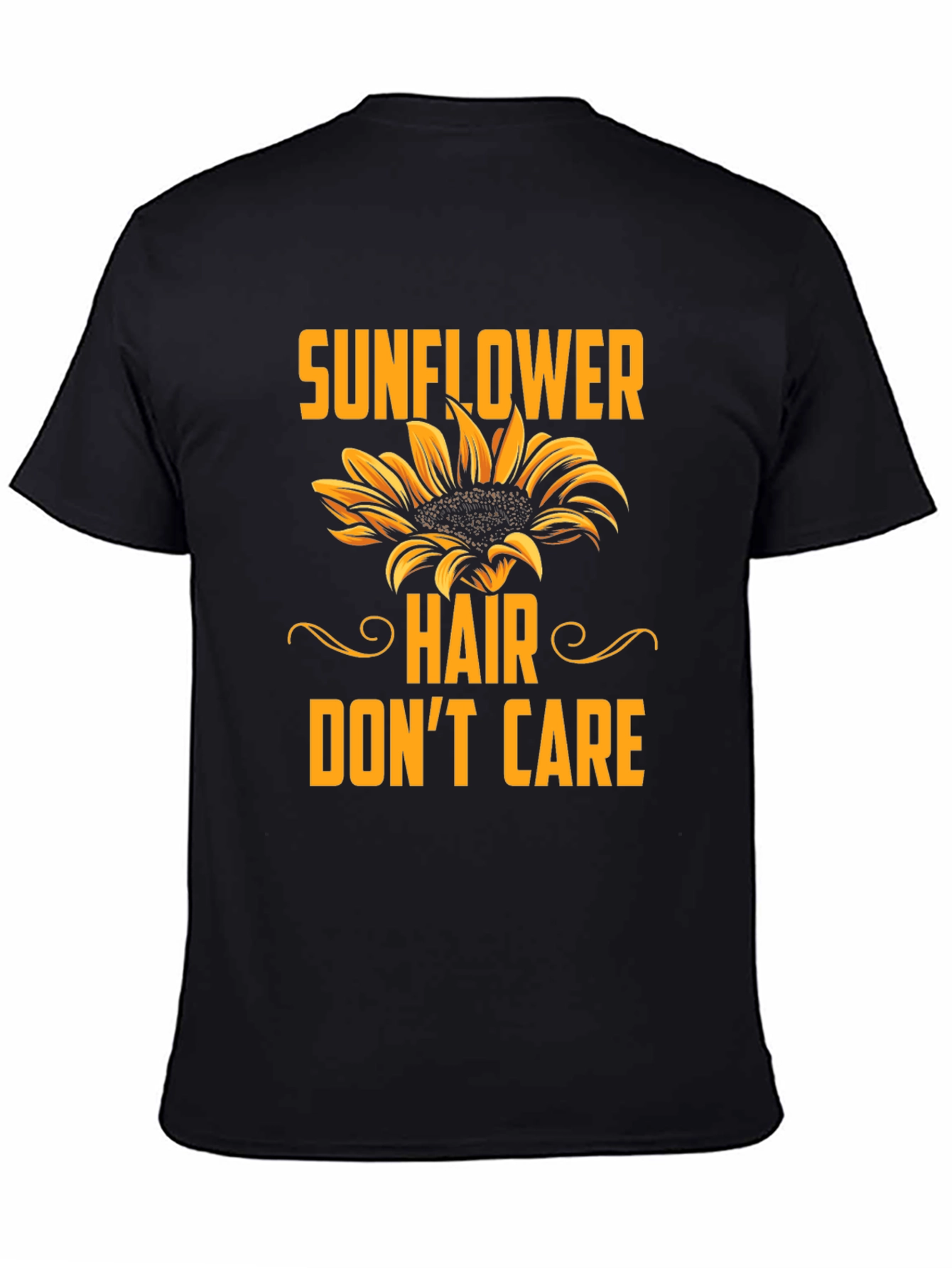 Sunflower Hair Dont Care Black T-Shirt
