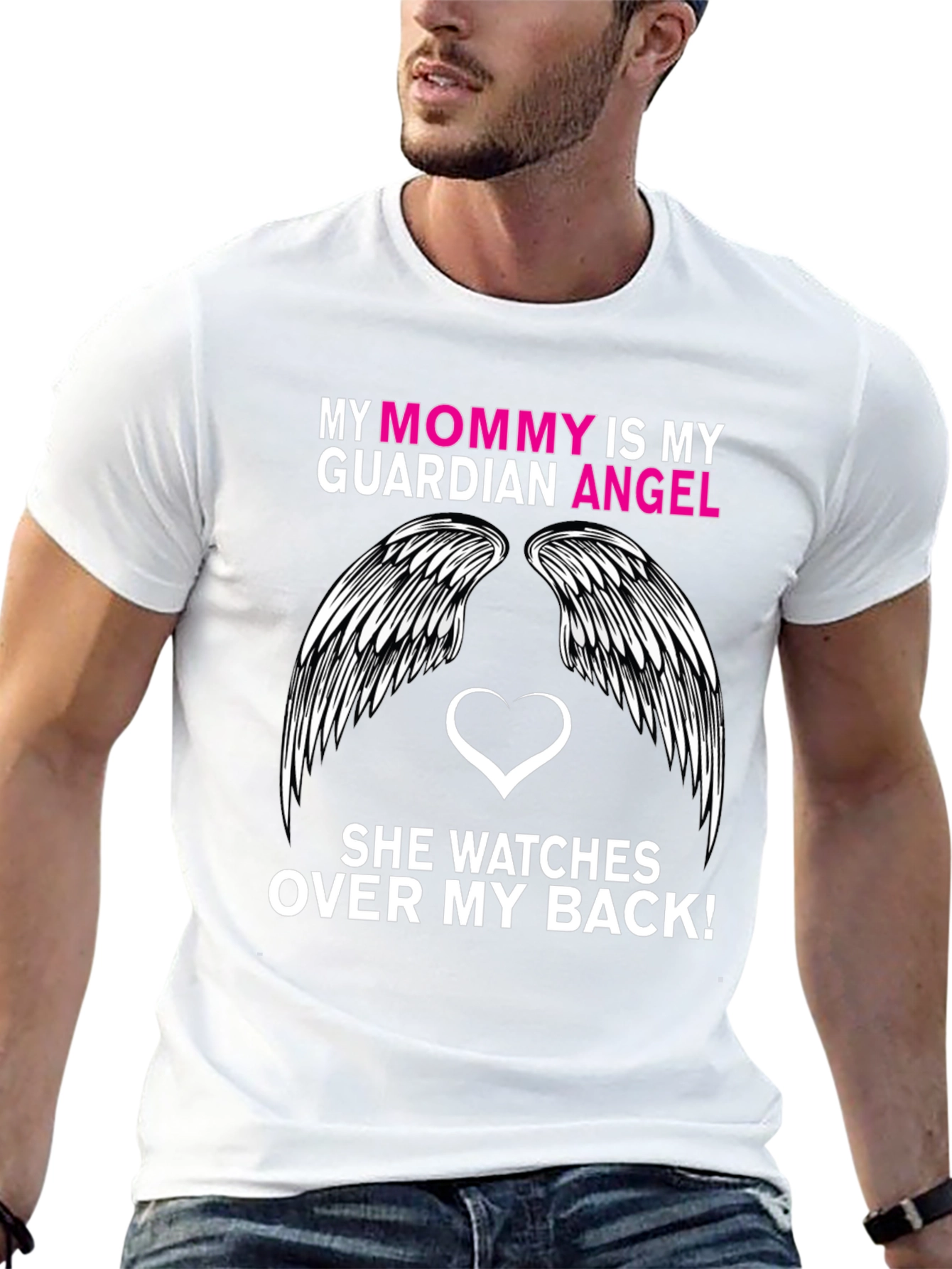 Mommy Guardian Angel T-Shirt - Black