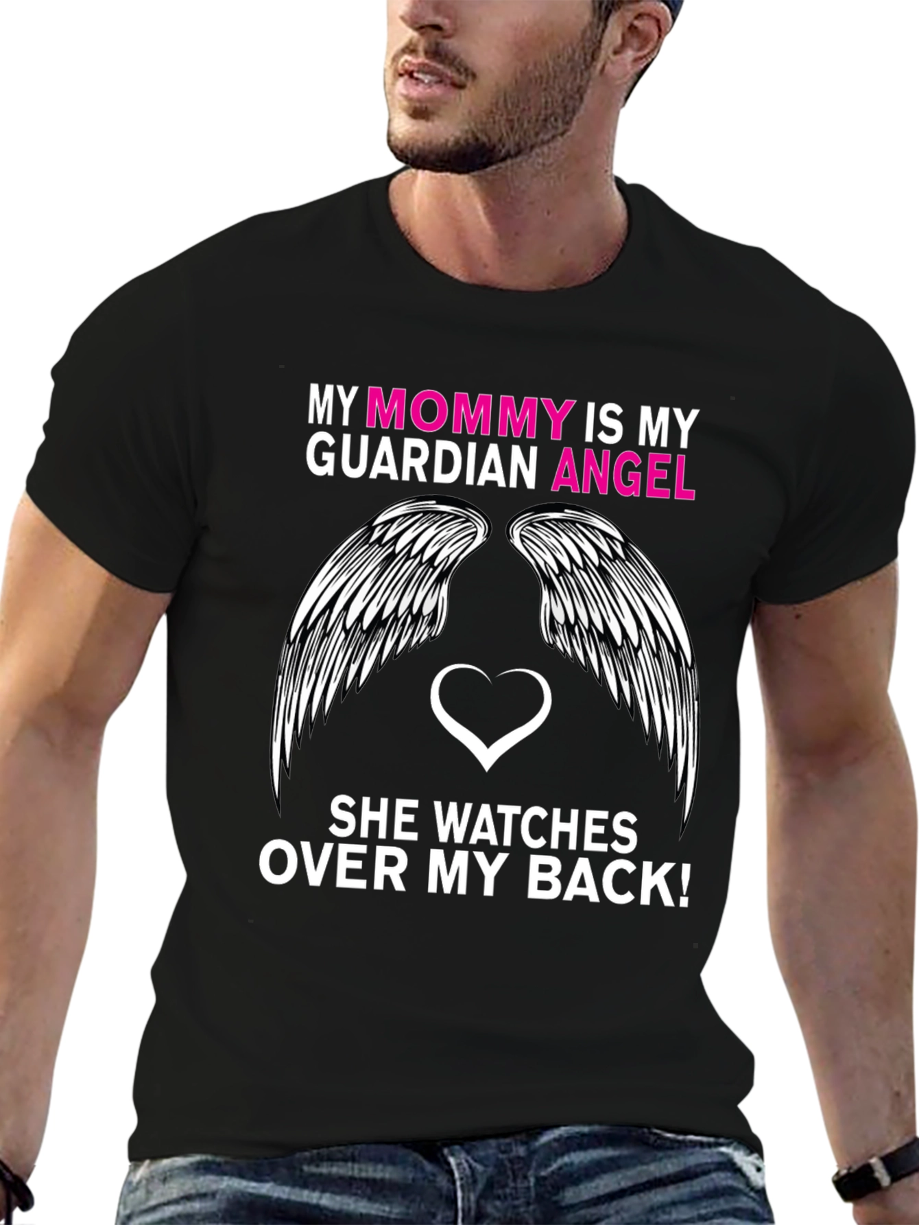 Mommy Guardian Angel T-Shirt - Black