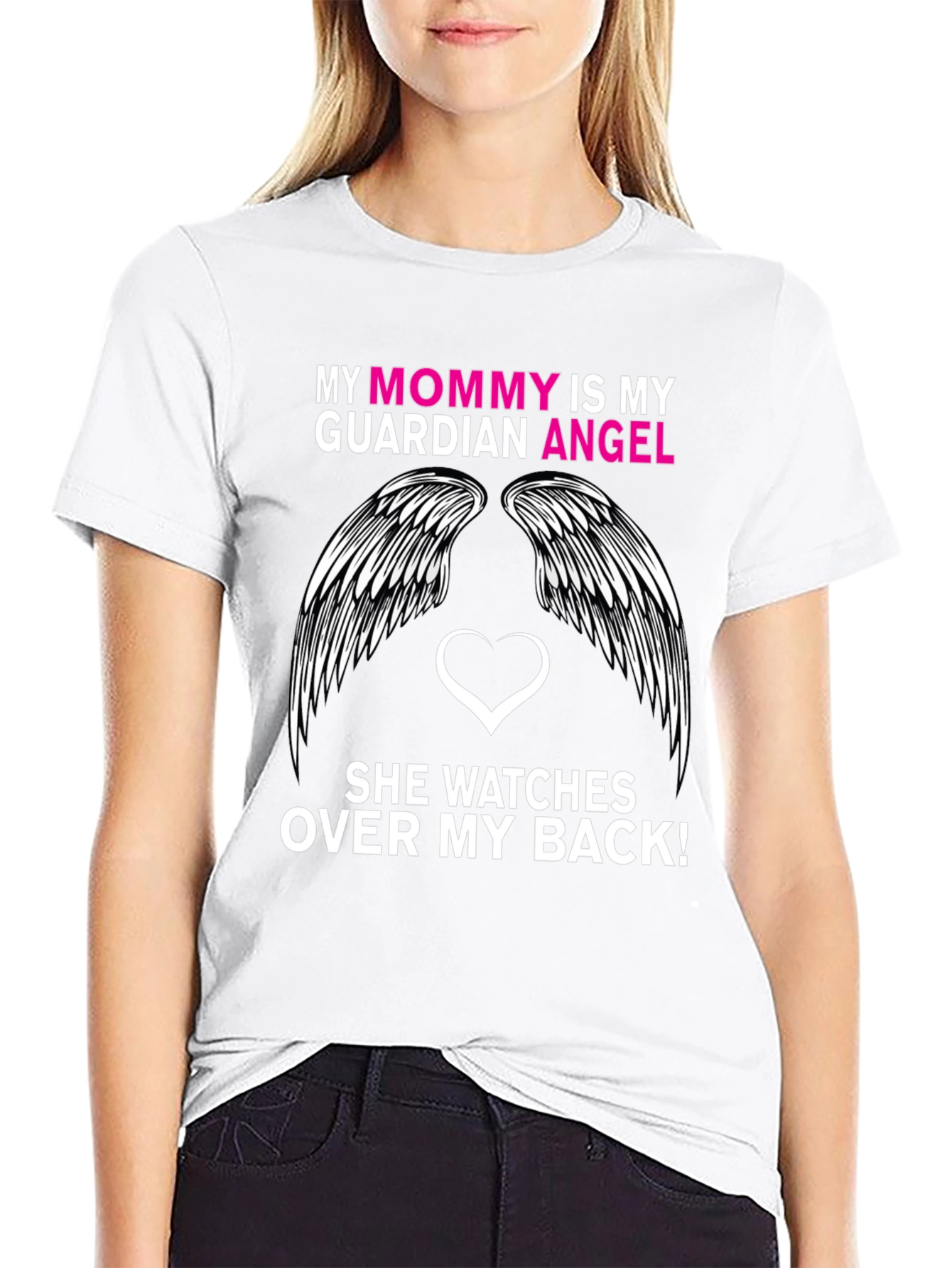Mommy Guardian Angel T-Shirt - Black