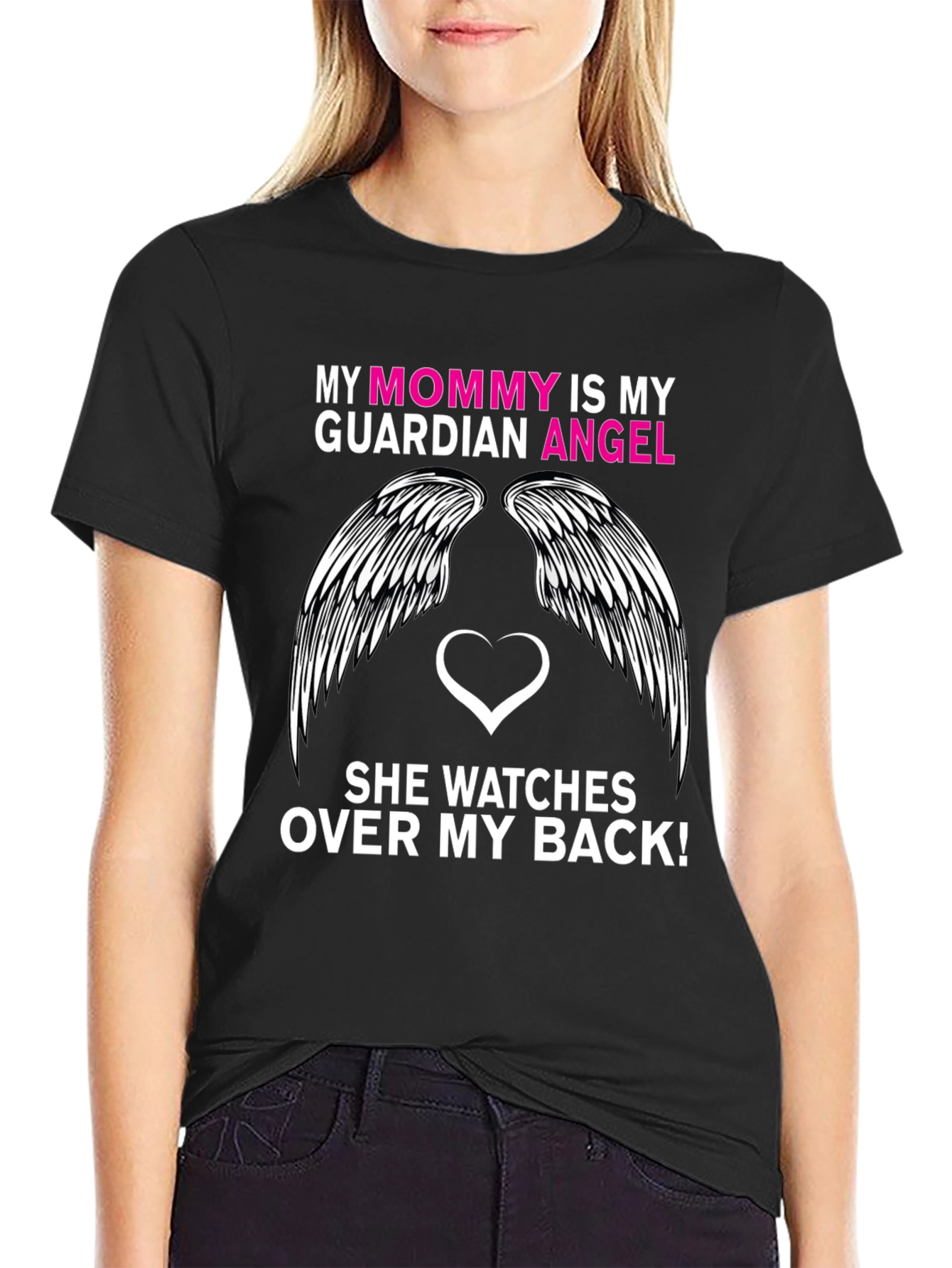 Mommy Guardian Angel T-Shirt - Black