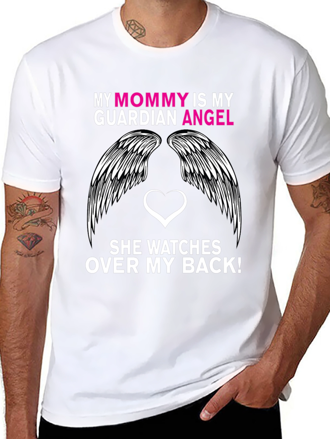 Mommy Guardian Angel T-Shirt - Black
