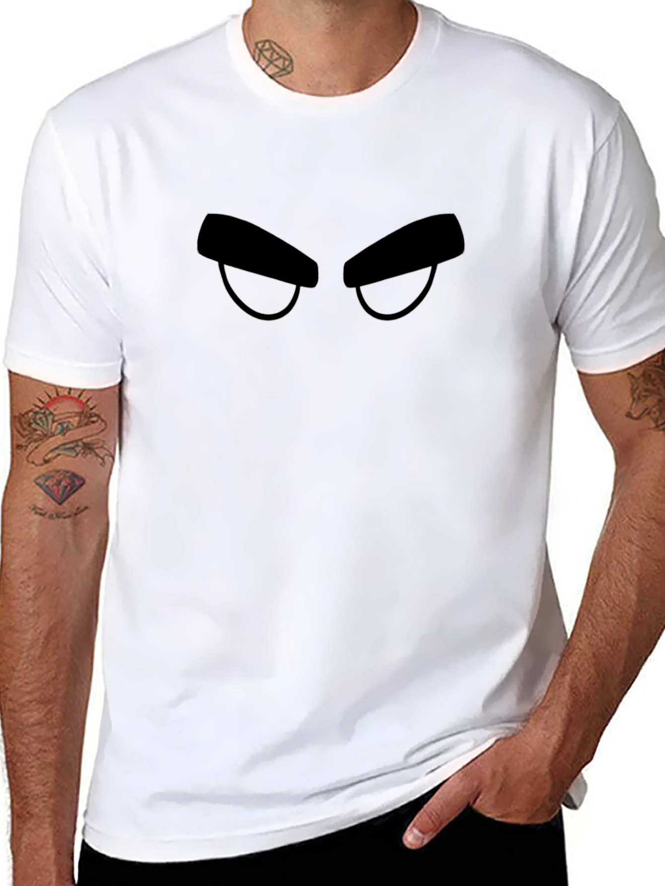 Cartoon Eyes Black T-Shirt