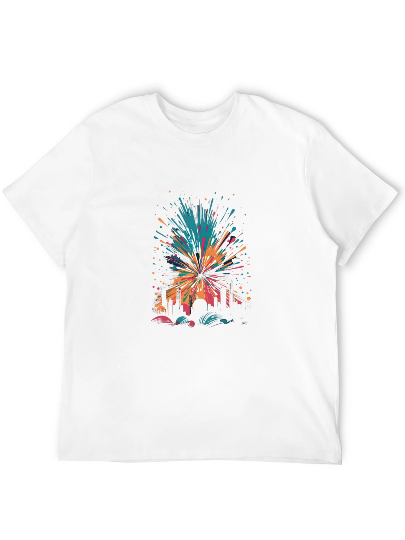 Cityscape Explosion Graphic Black T-Shirt