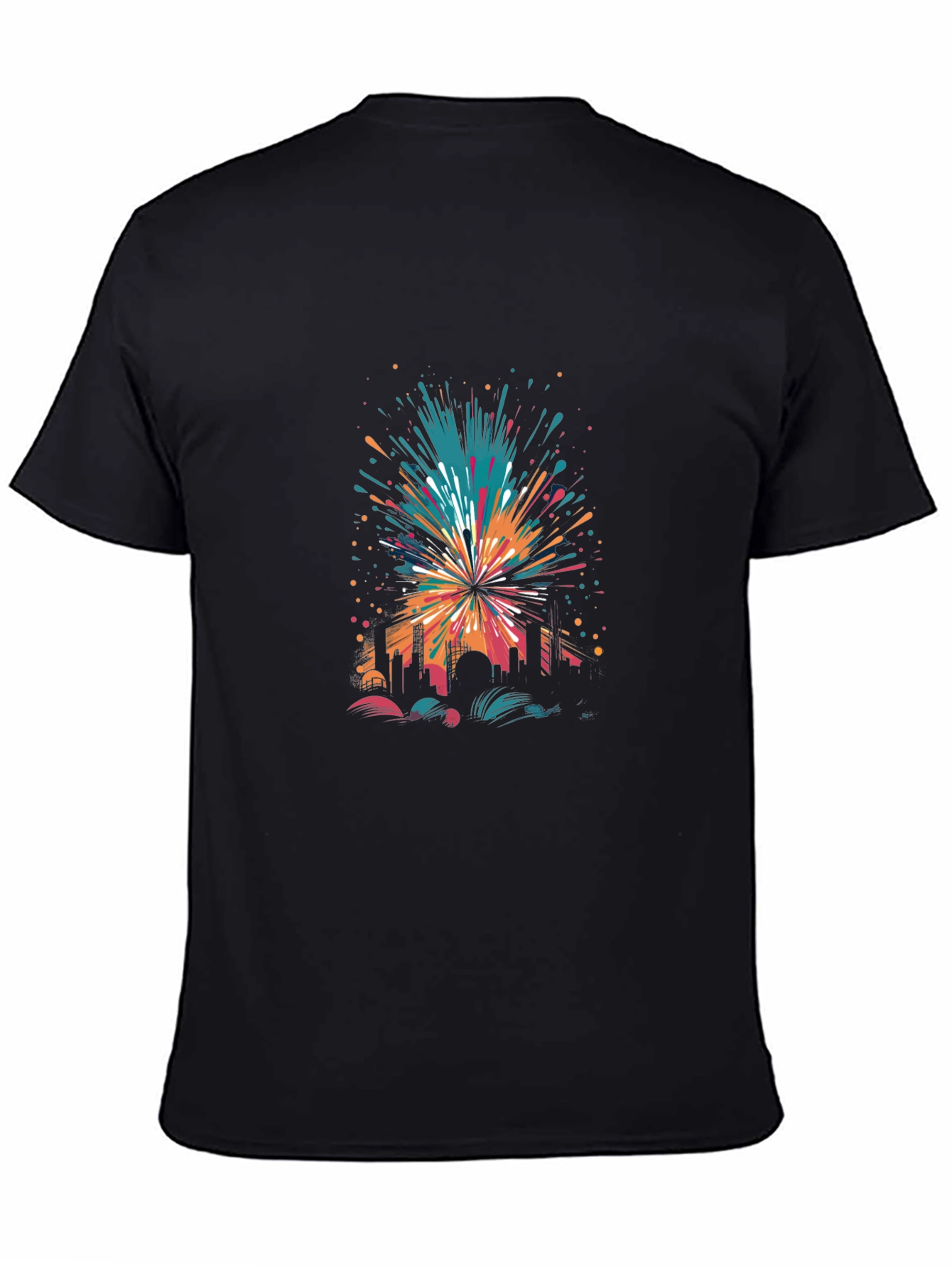 Cityscape Explosion Graphic Black T-Shirt