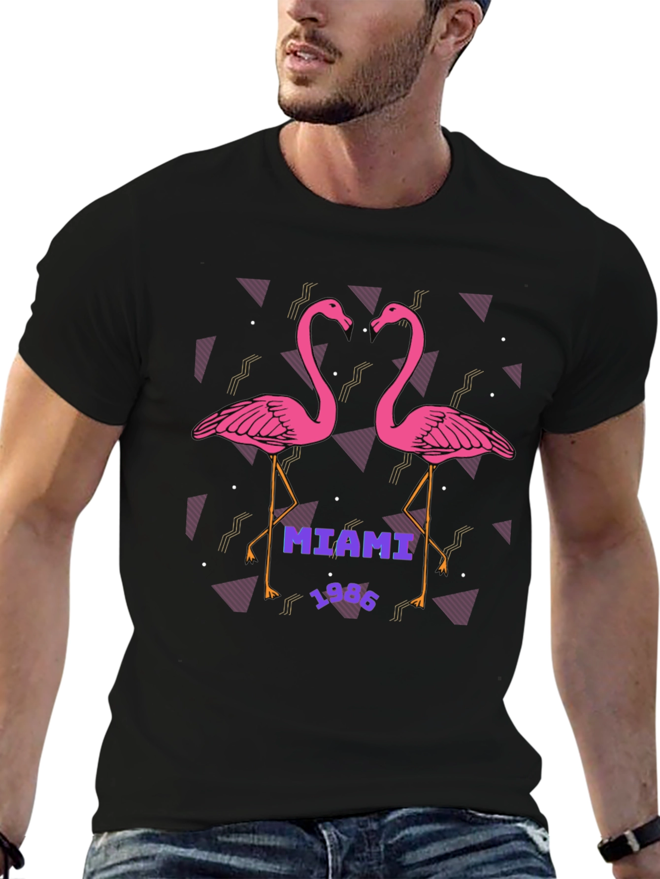 Miami 1986 Flamingo Graphic T-Shirt