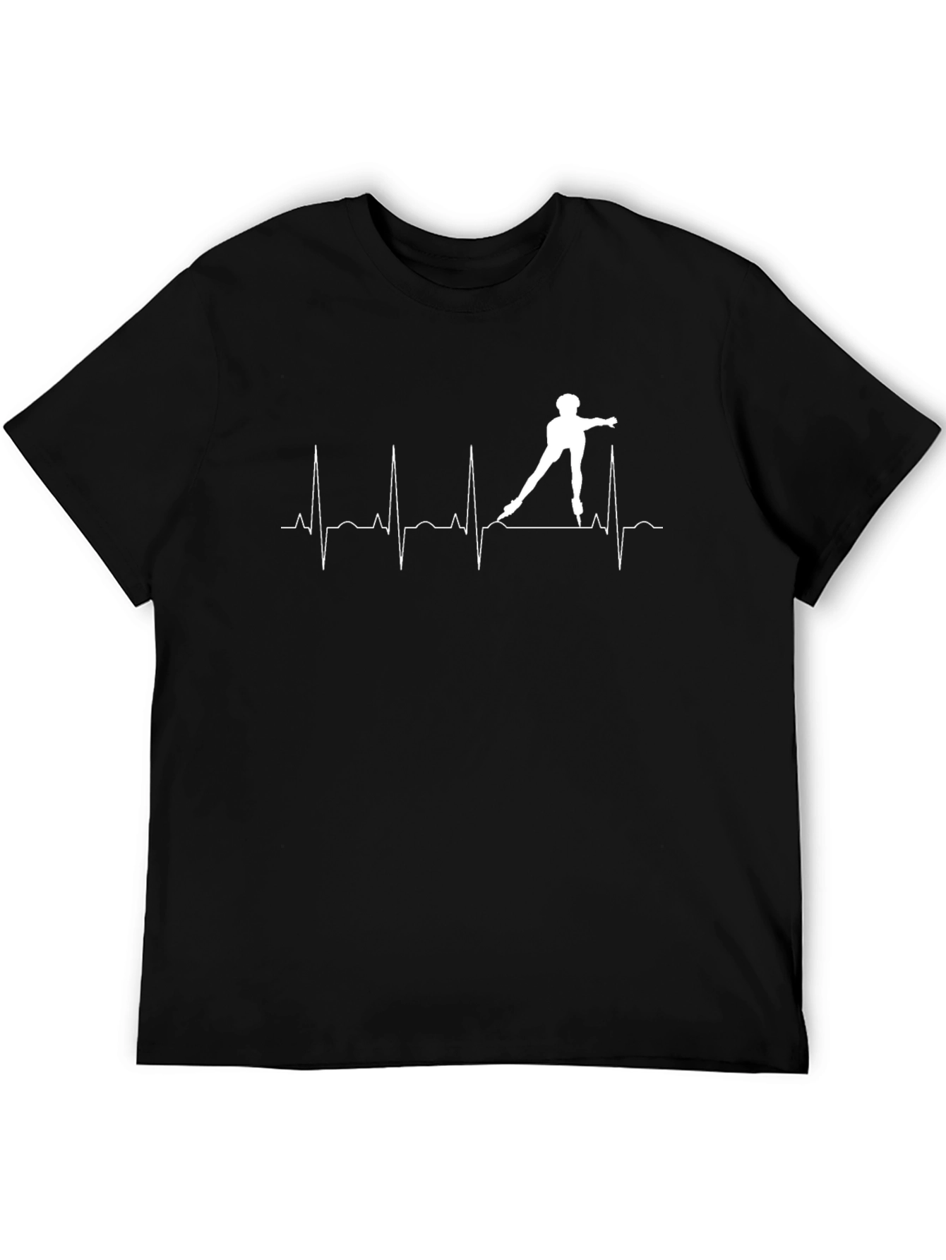Skater Heartbeat T-Shirt - Black Cotton Graphic Tee