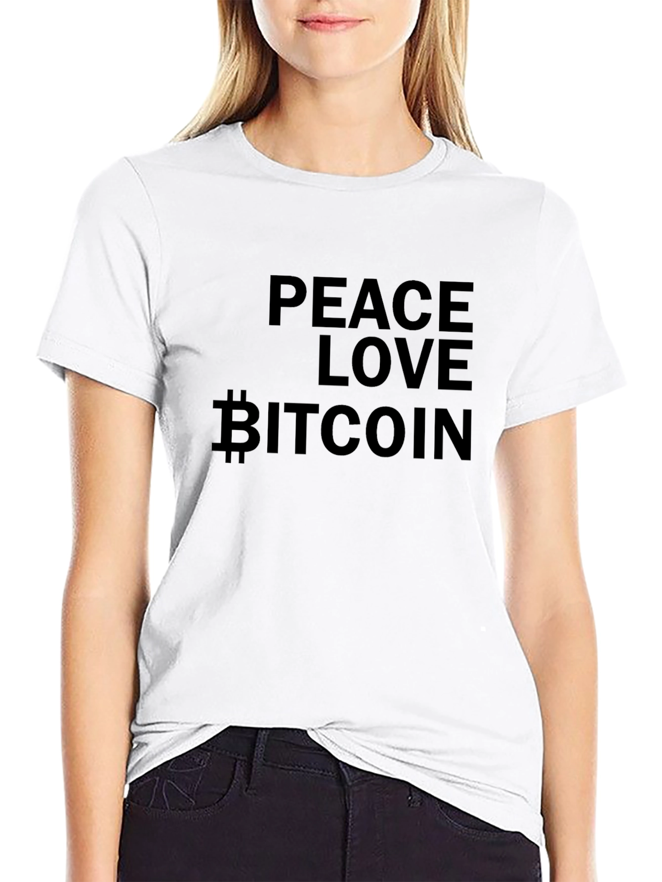 Peace Love Bitcoin Black T-Shirt