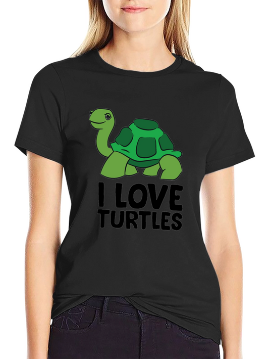 I Love Turtles Graphic Tee - Soft Cotton Casual T-Shirt