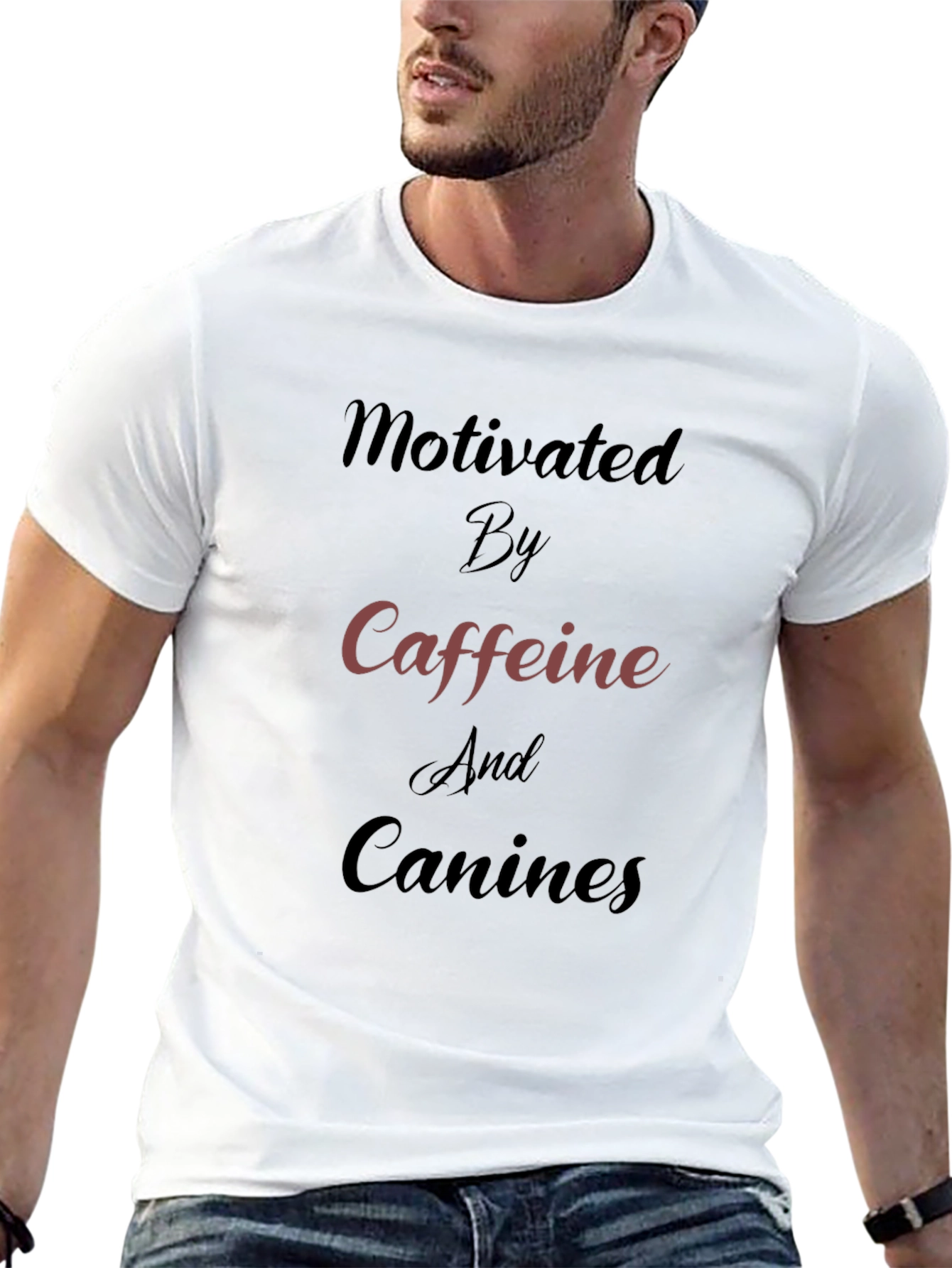 Motivated by Caffeine and Canines Black Tee