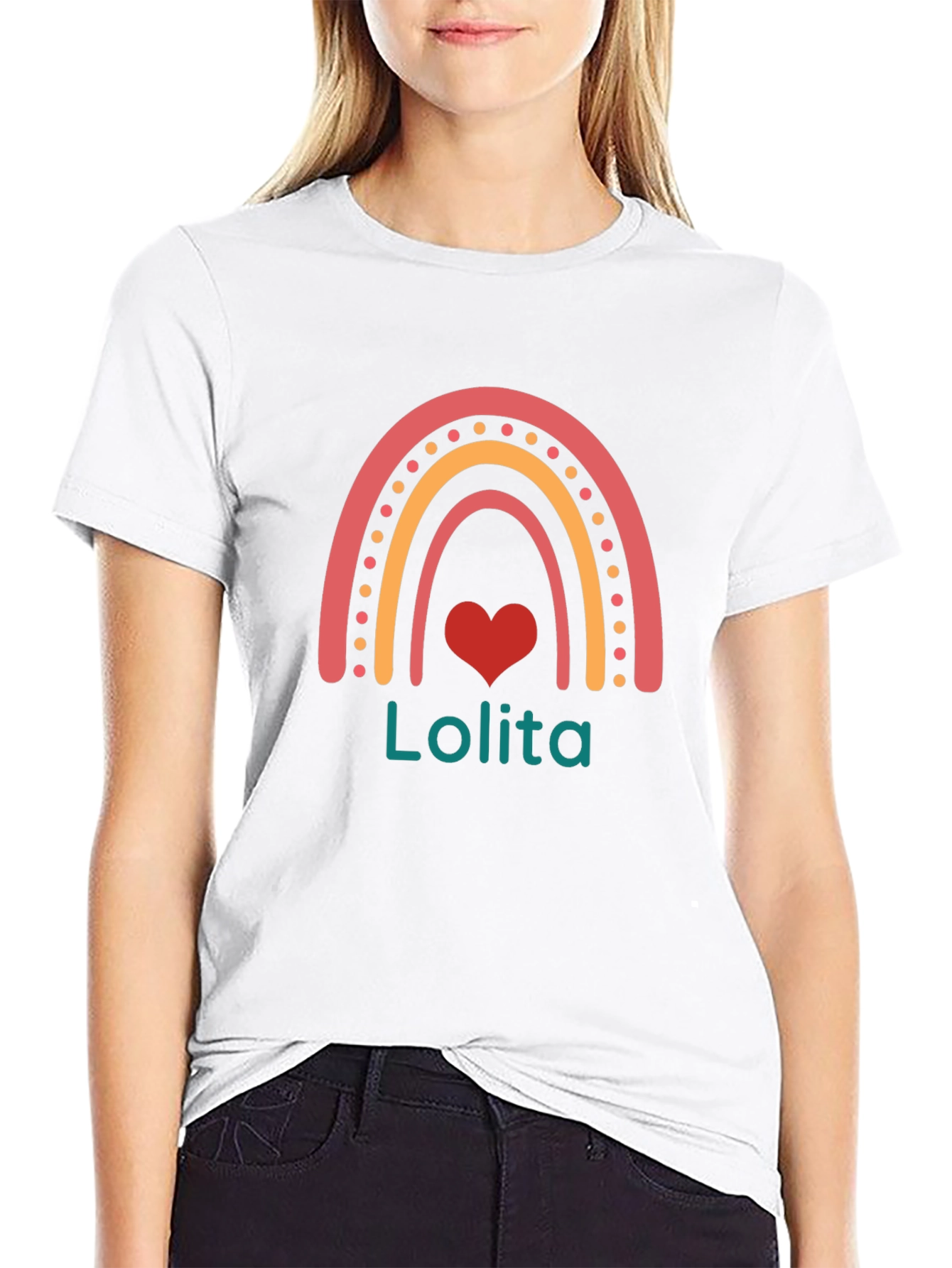 Lolita Rainbow Heart Black T-Shirt