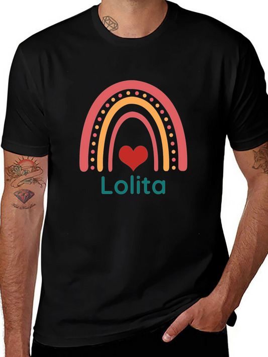 Lolita Rainbow Heart Black T-Shirt