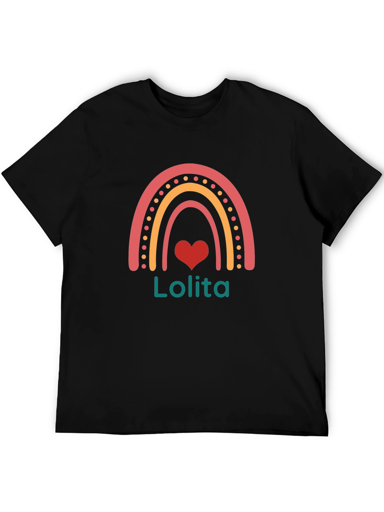 Lolita Rainbow Heart Black T-Shirt