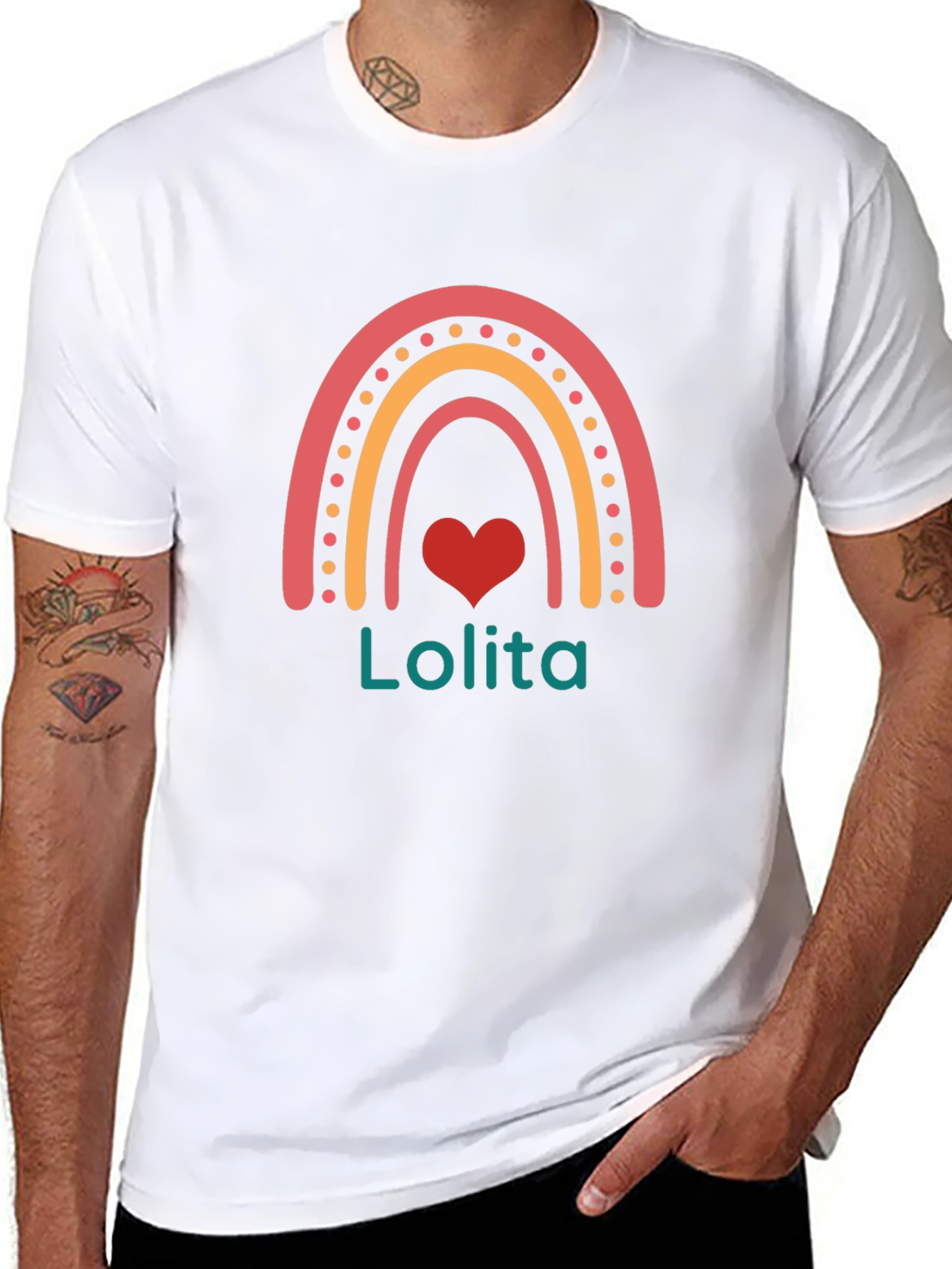 Lolita Rainbow Heart Black T-Shirt
