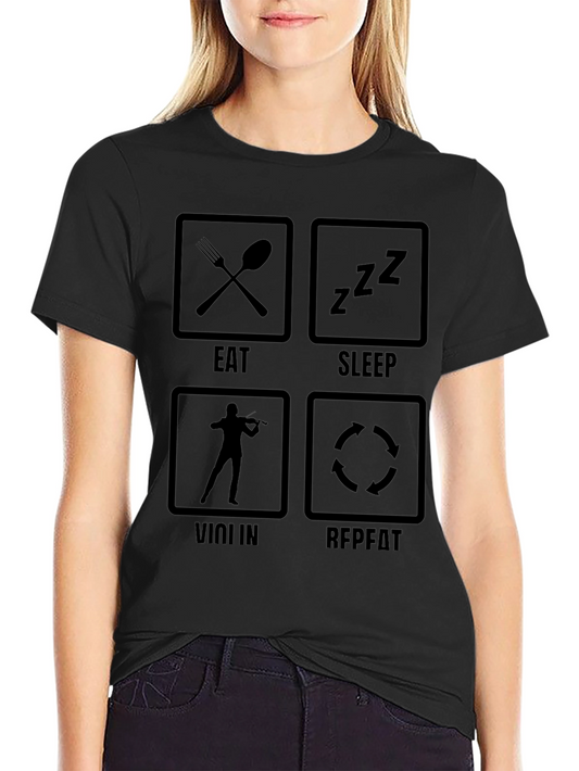 Eat Sleep Violin Repeat T-Shirt Funny Musician Tee