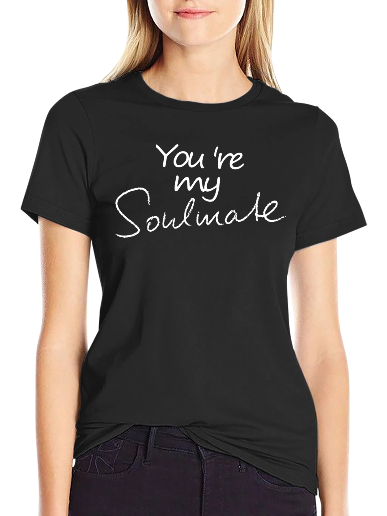 Youre My Soulmate T-Shirt - Black Cotton Blend