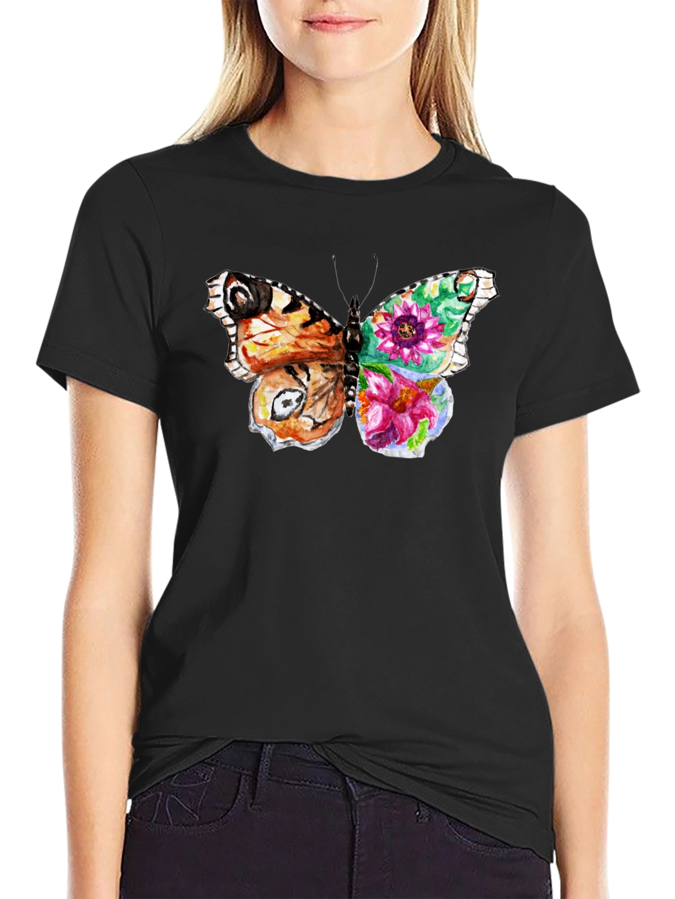 Butterfly Floral Graphic T-Shirt