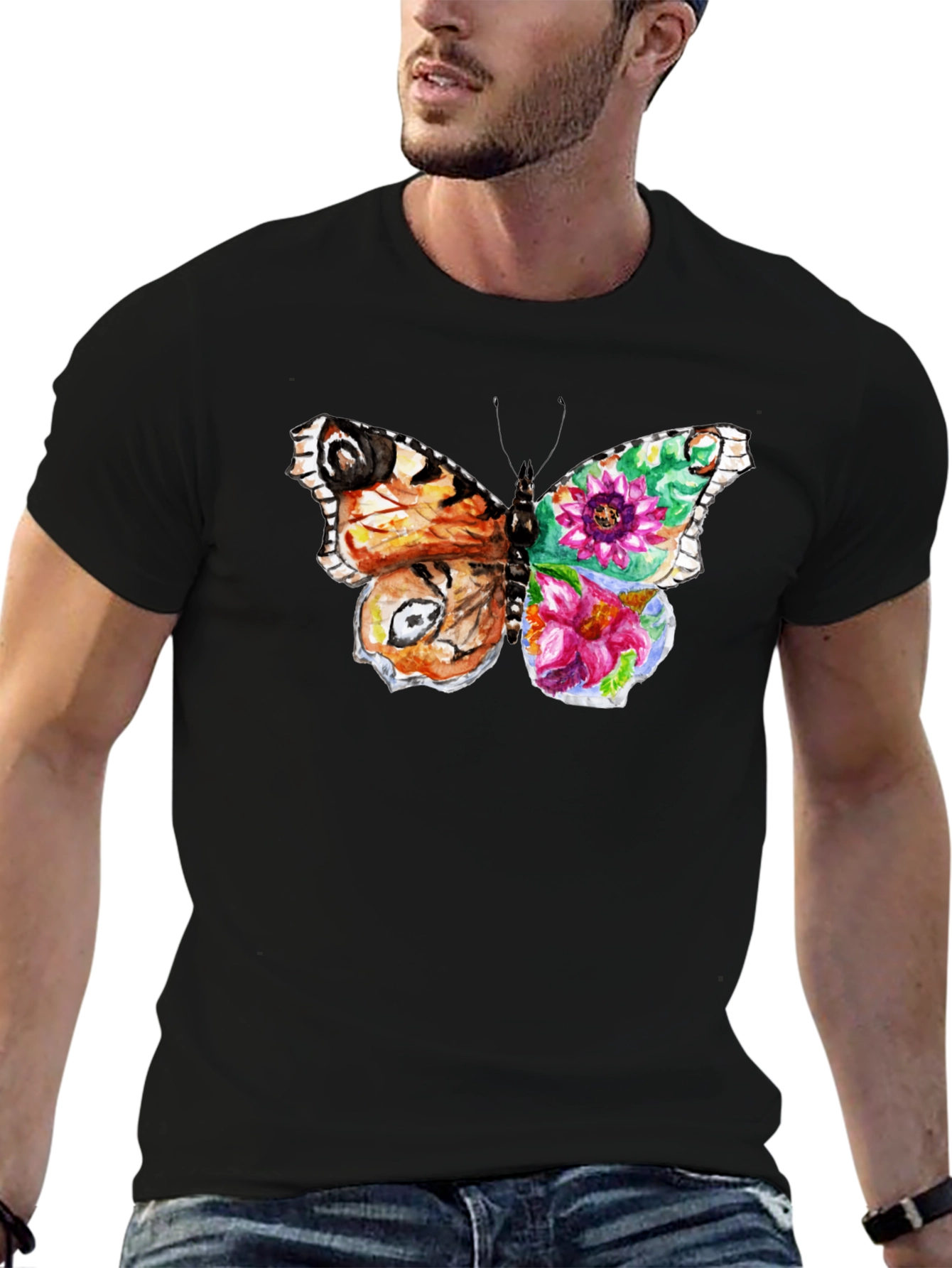 Butterfly Floral Graphic T-Shirt