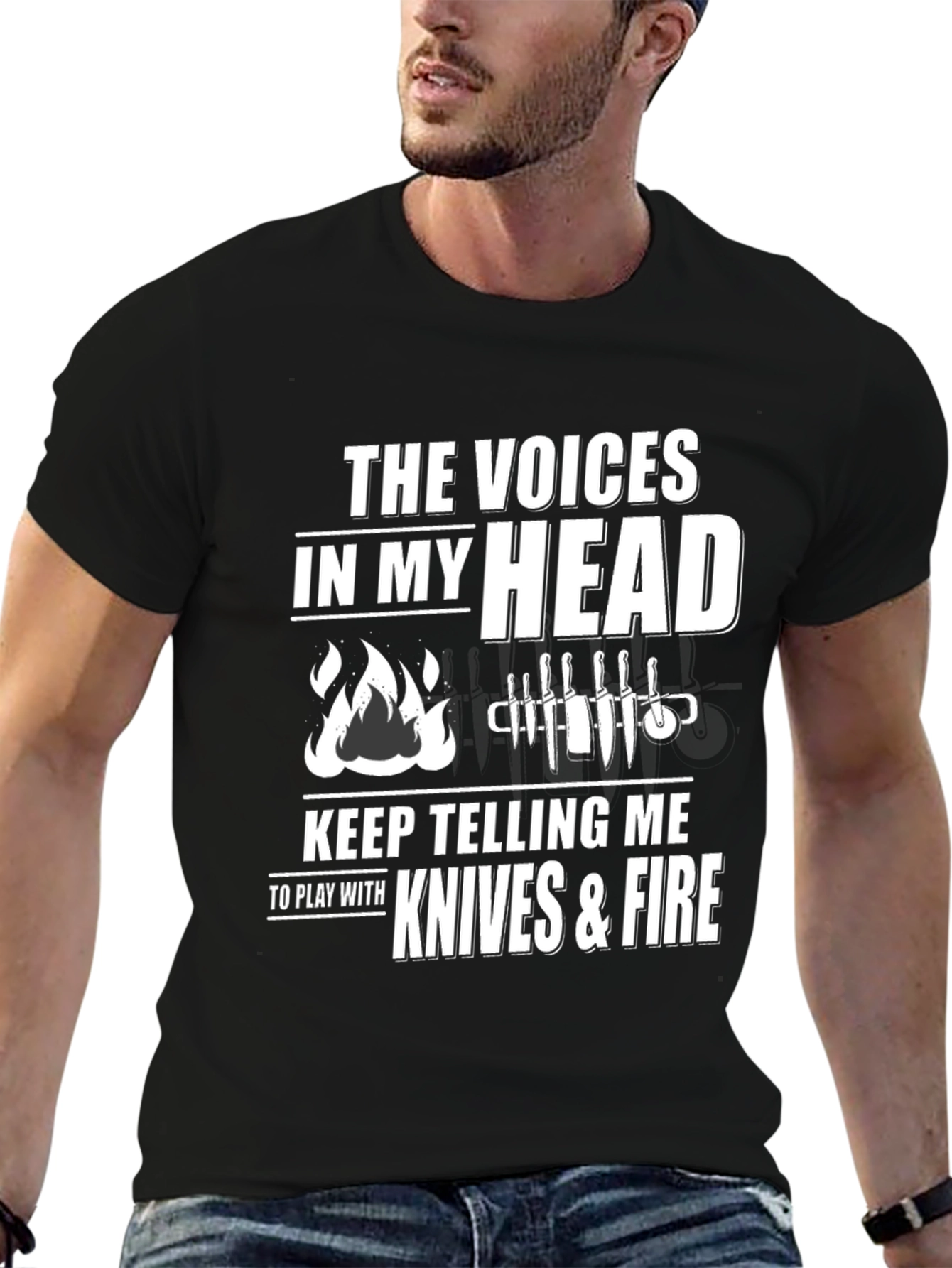 Knives & Fire T-Shirt Funny Chef BBQ Grill Gift