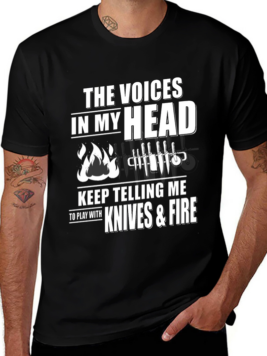 Knives & Fire T-Shirt Funny Chef BBQ Grill Gift
